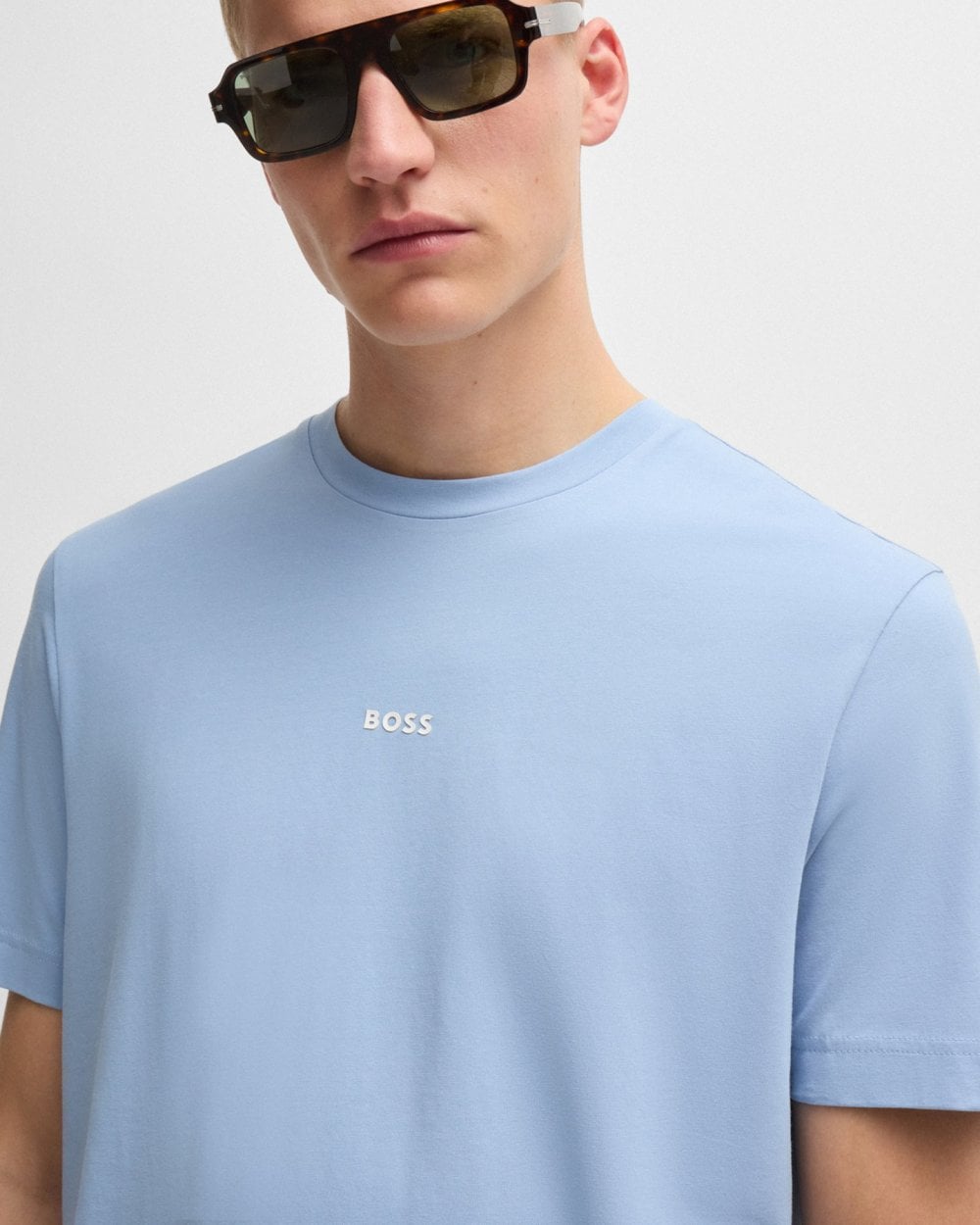 BOSS Orange TChup Mens Crew Neck Small Logo T-Shirt - Open Blue 470