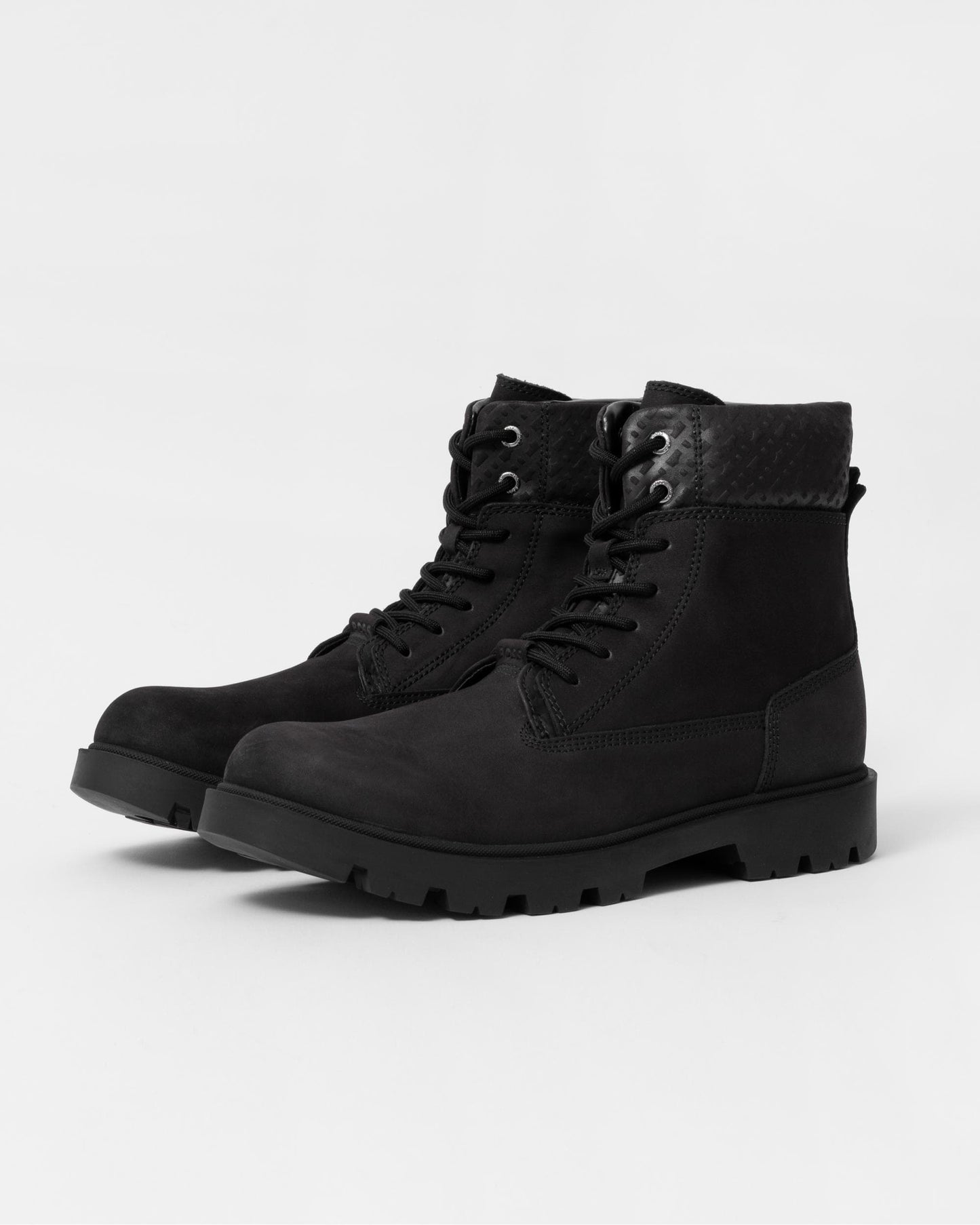 BOSS Orange Adley Mens Nubuck Half Boots with Tonal Monogram Collar