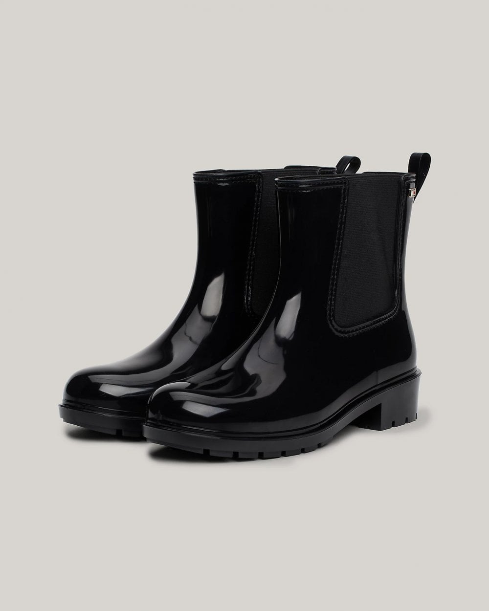 Tommy Hilfiger Flag Womens Chelsea Rainboots - Black
