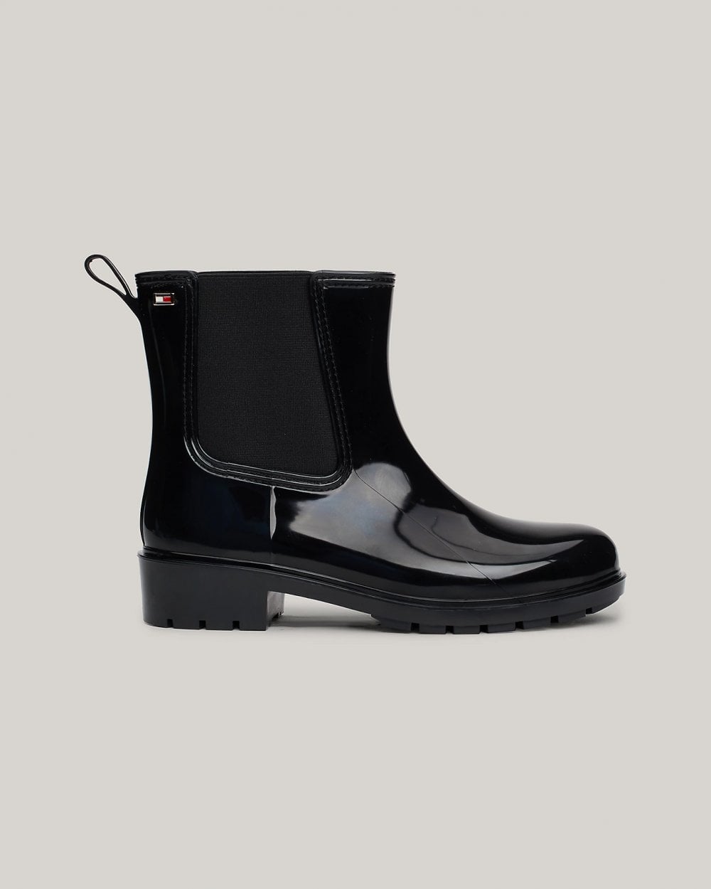 Tommy Hilfiger Flag Womens Chelsea Rainboots - Black