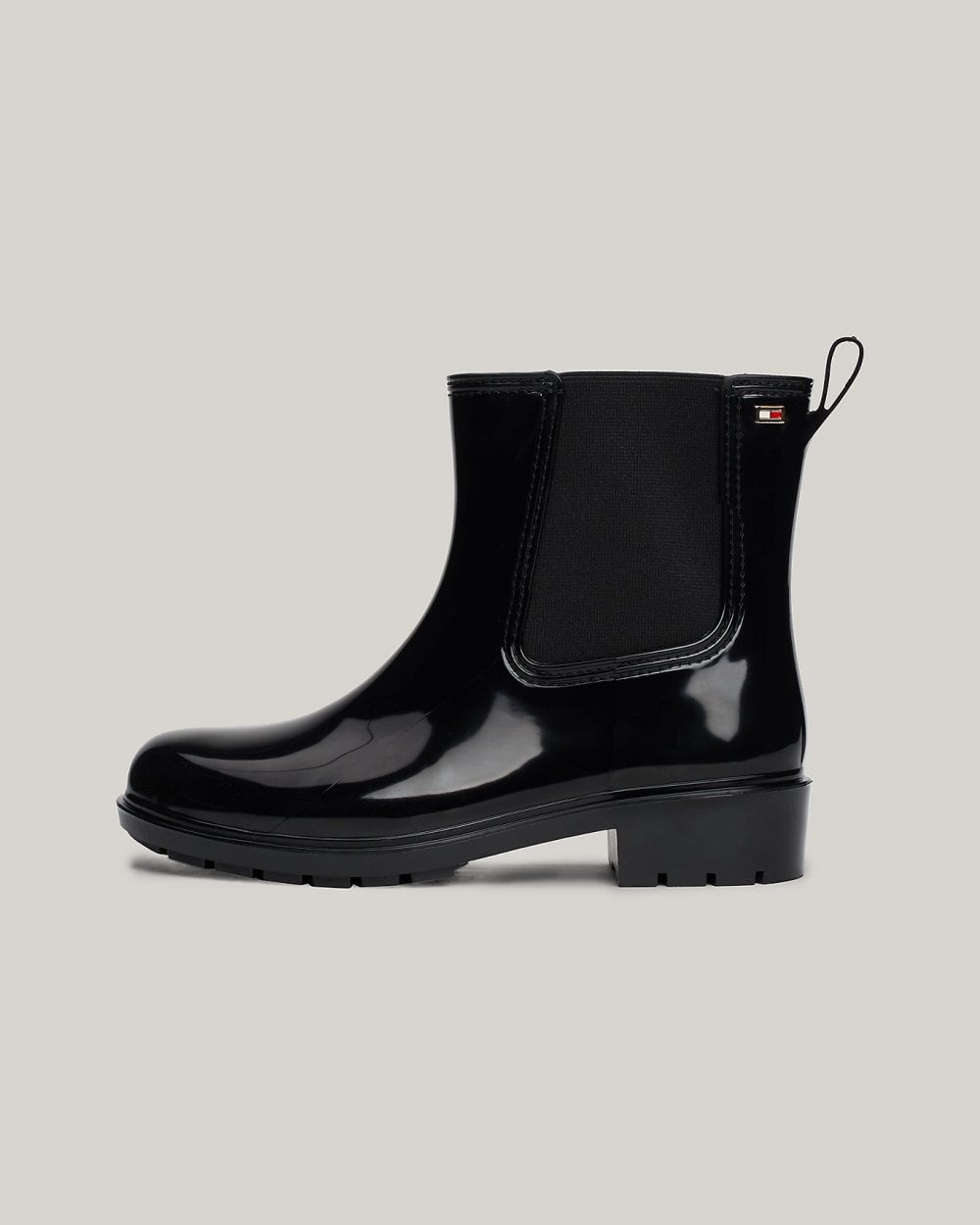 Tommy Hilfiger Flag Womens Chelsea Rainboots - Black