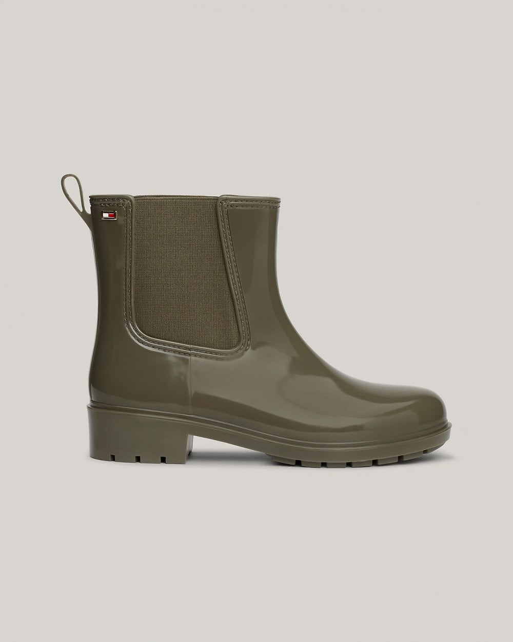 Tommy Hilfiger Flag Womens Chelsea Rainboots - Utility Olive