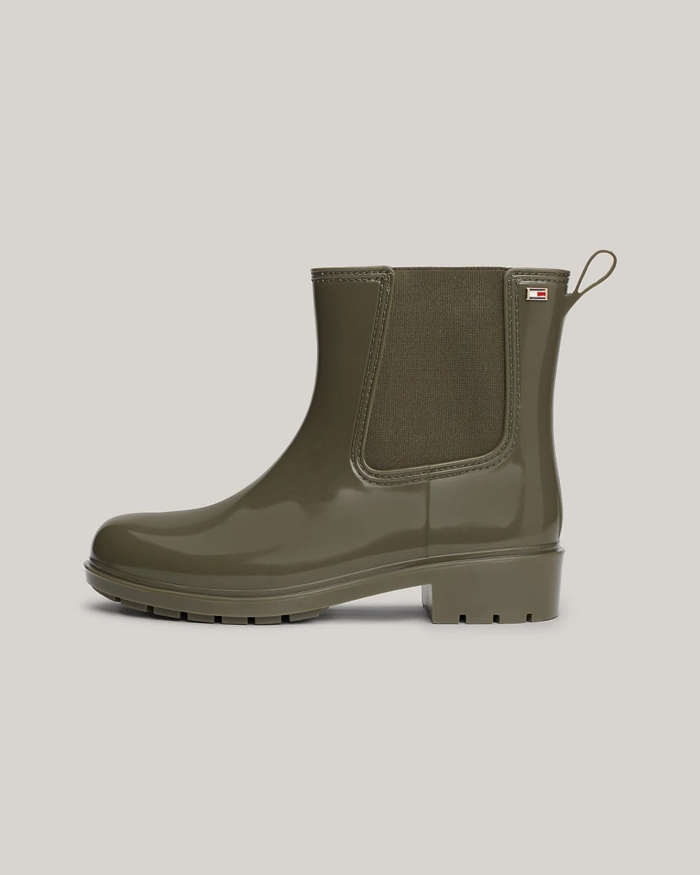 Tommy Hilfiger Flag Womens Chelsea Rainboots - Utility Olive