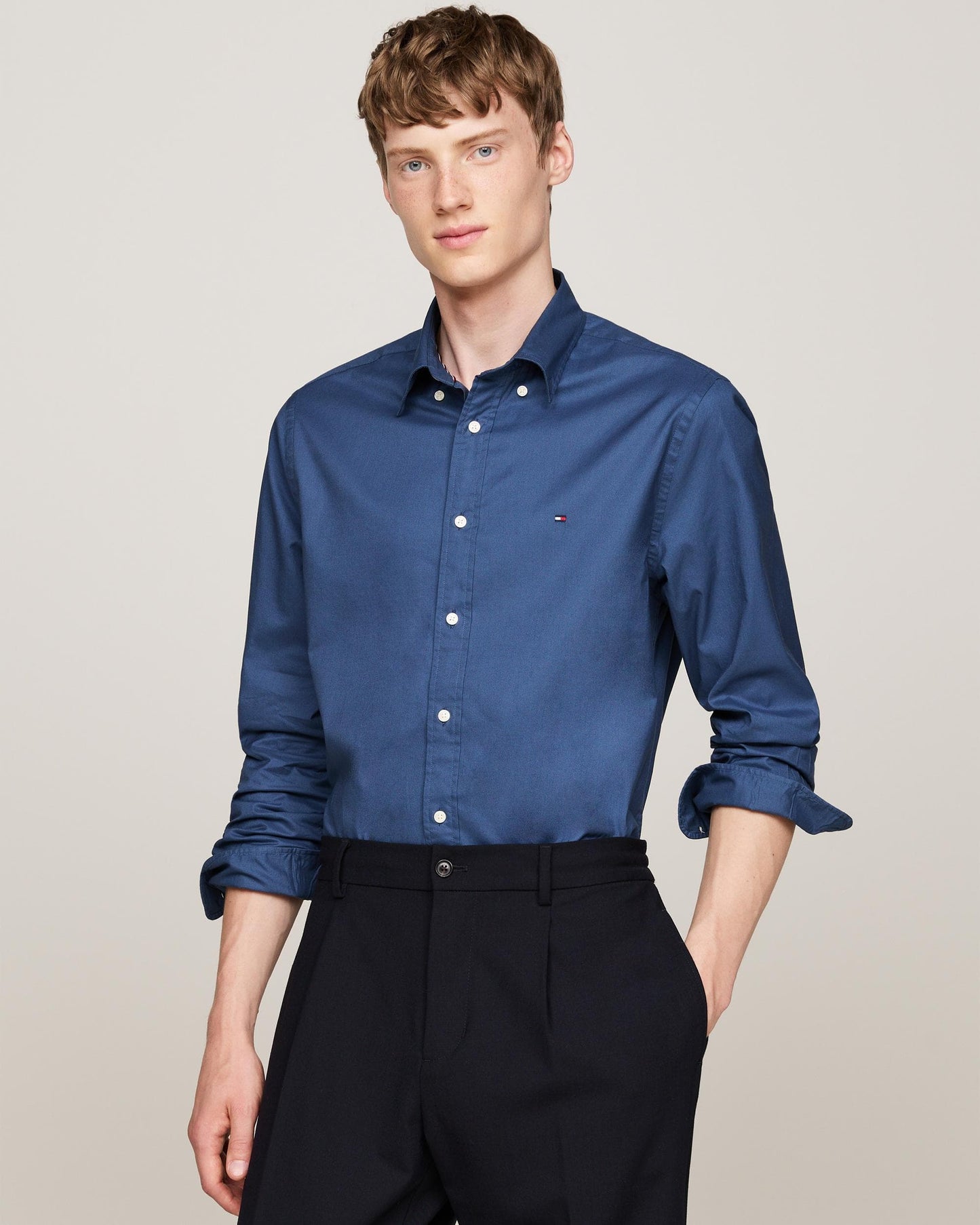 Tommy Hilfiger Flex Poplin Long Sleeve Mens Shirt