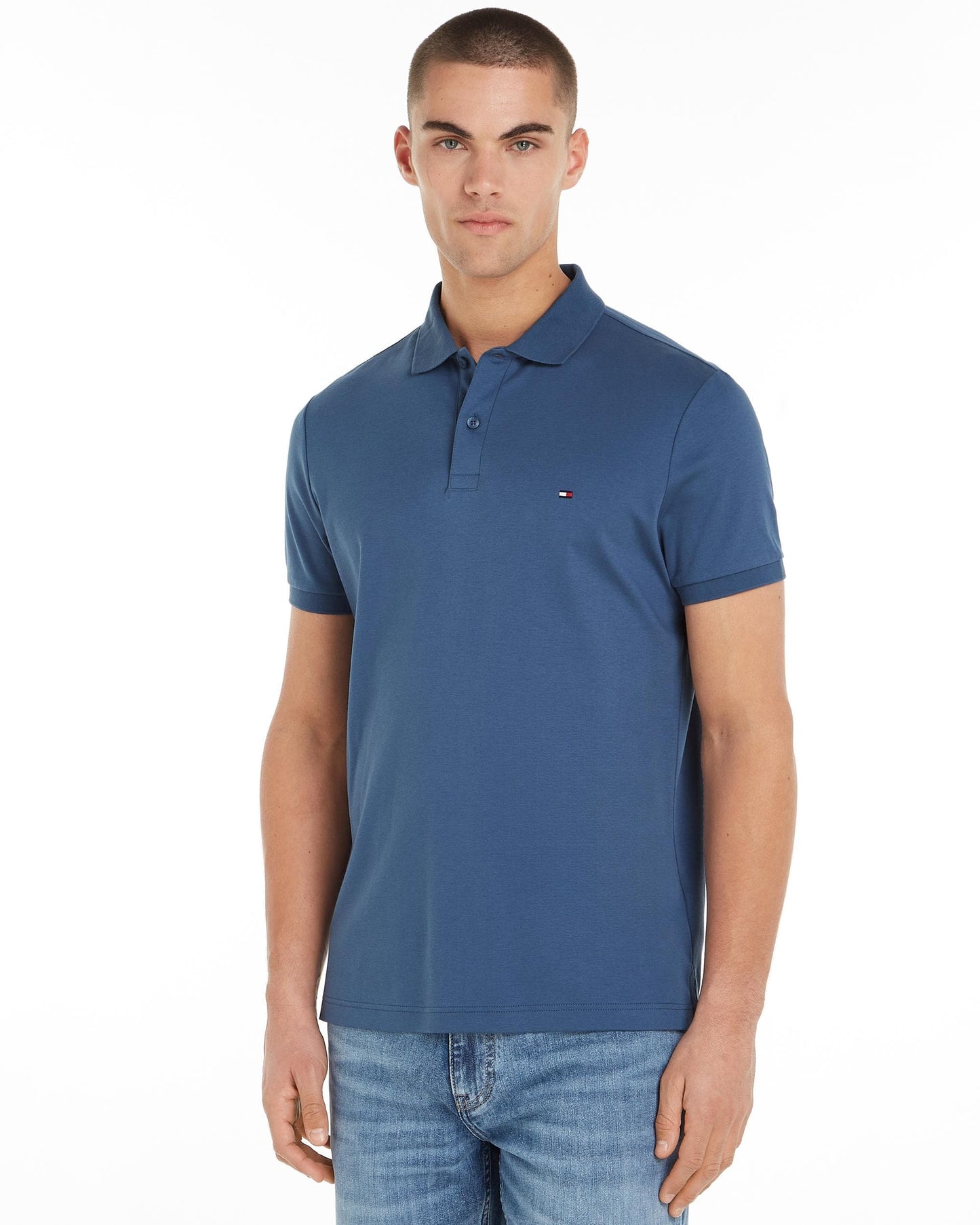 Tommy Hilfiger Liquid Cotton Essential Mens Polo - Aegean Sea