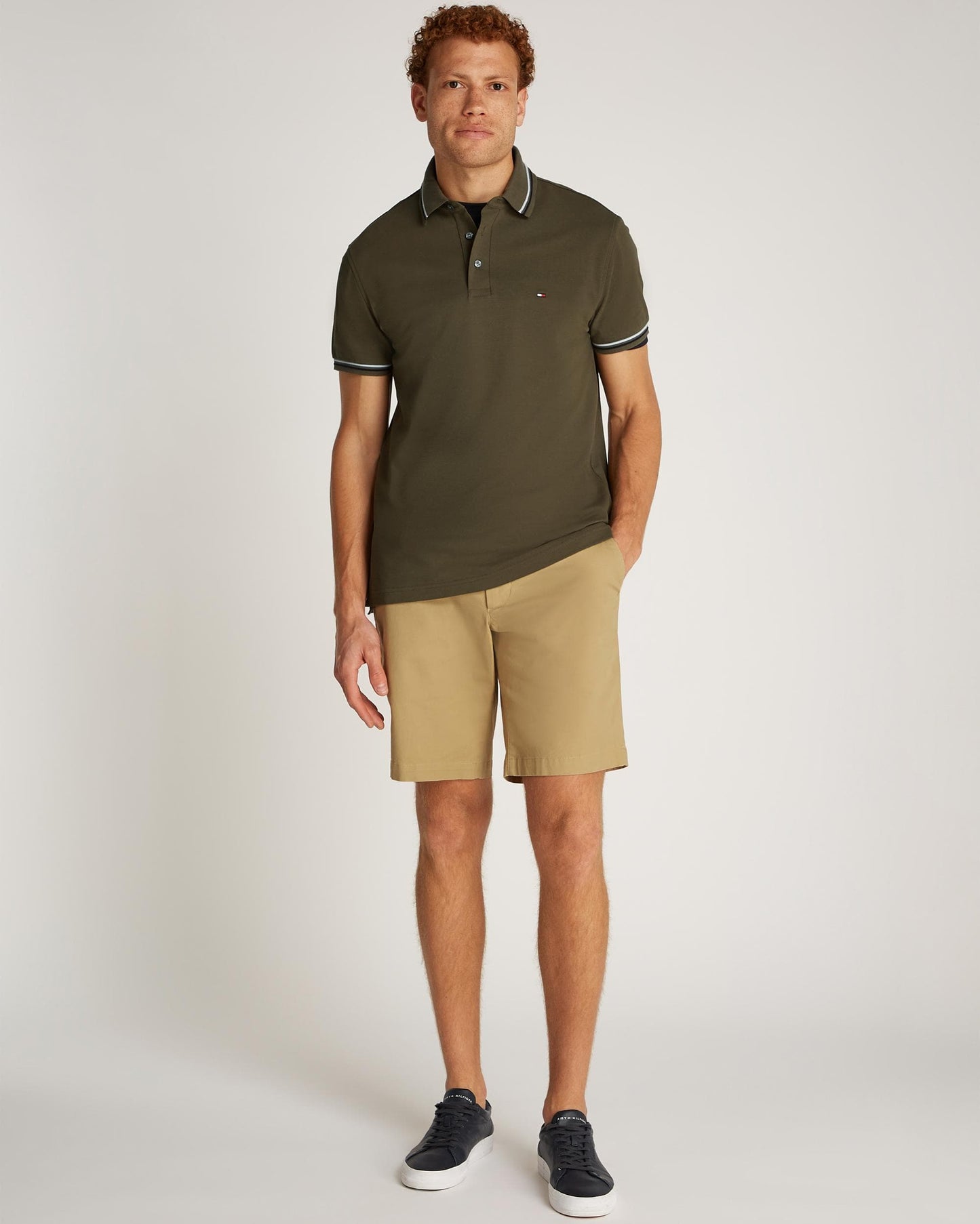 Tommy Hilfiger Tipped Mens Slim Fit Polo - Army Green