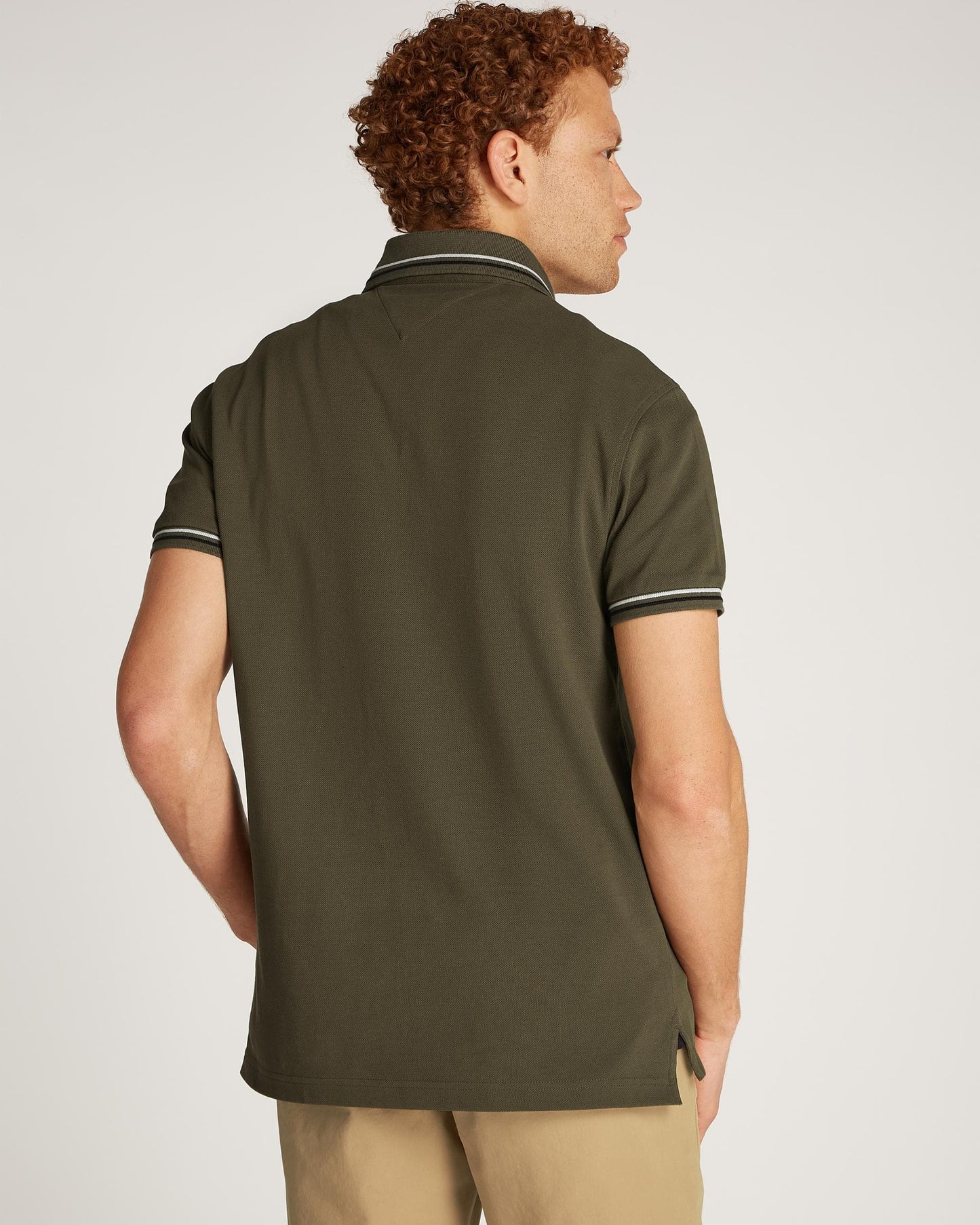 Tommy Hilfiger Tipped Mens Slim Fit Polo - Army Green