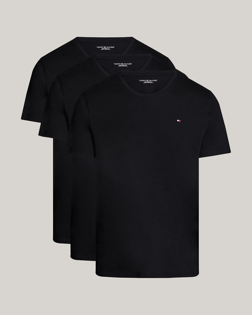 Tommy Hilfiger 3 Pack Mens T-Shirts - Black/Black/Black