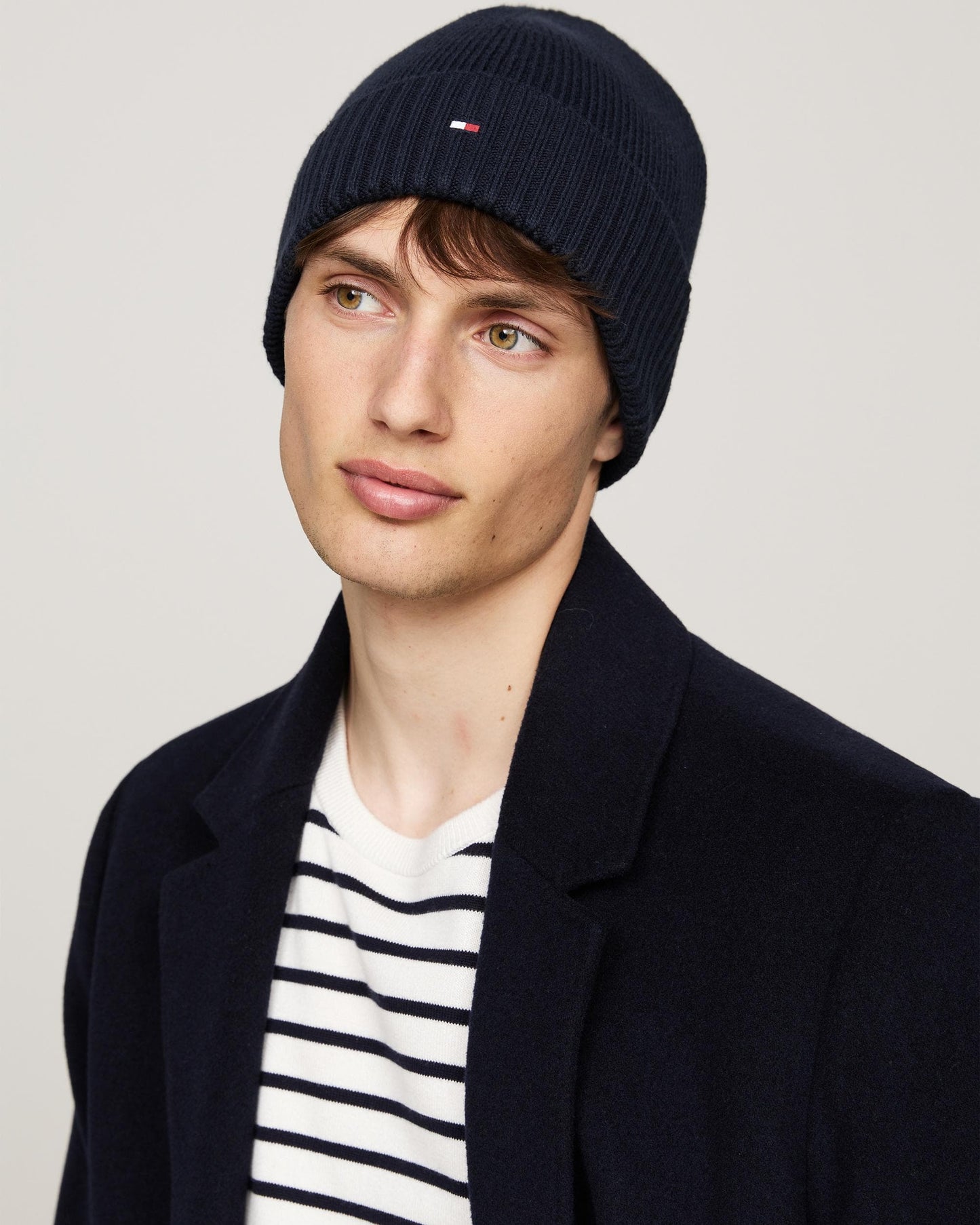 Tommy Hilfiger TH Flag Mens Pima Cotton Beanie - Space Blue