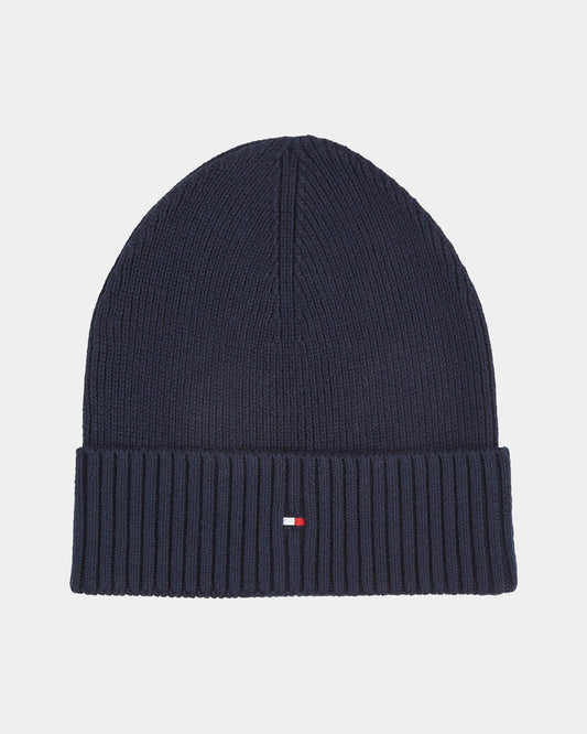 Tommy Hilfiger TH Flag Mens Pima Cotton Beanie - Space Blue