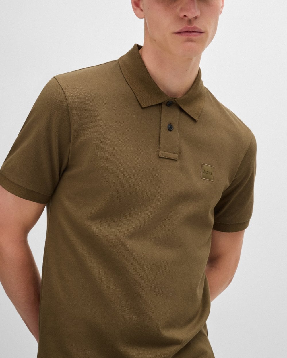 BOSS Orange Passenger Mens Stretch-Cotton Slim-Fit Polo Shirt with Logo Patch - Brown 368