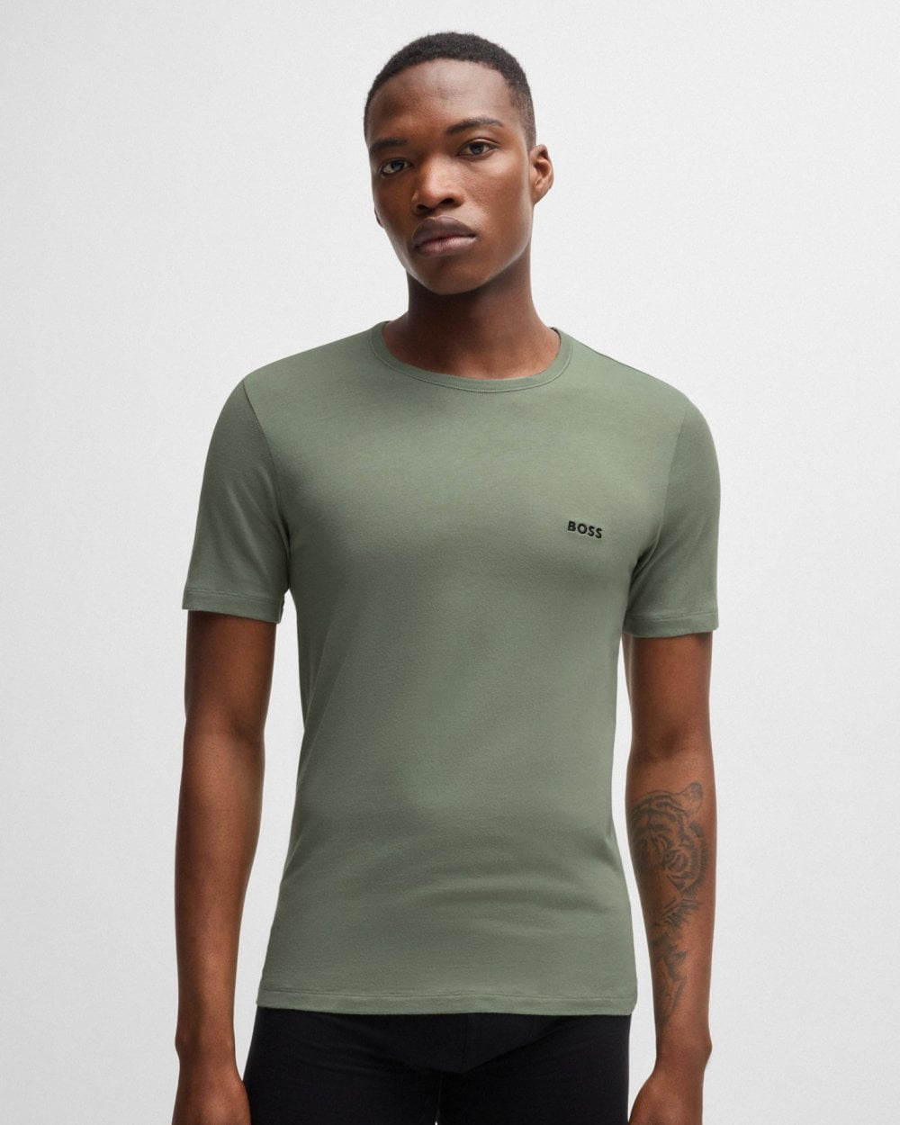 BOSS Orange TShirtRN Mens Three-pack of Cotton Underwear T-Shirts with Embroidered Logos