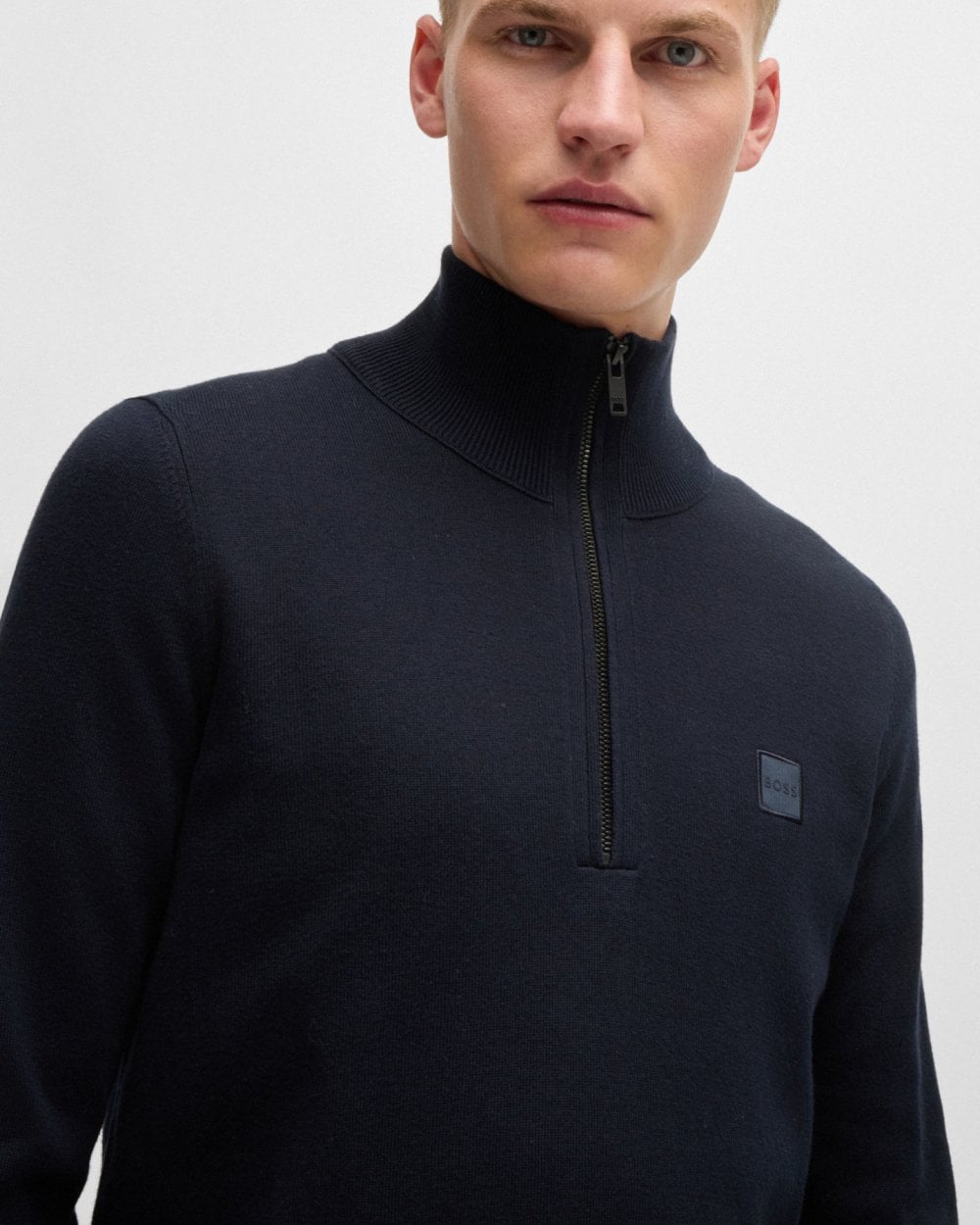 BOSS Orange Kanobix S Mens 1/4 Zip Jumper - Dark Blue 404