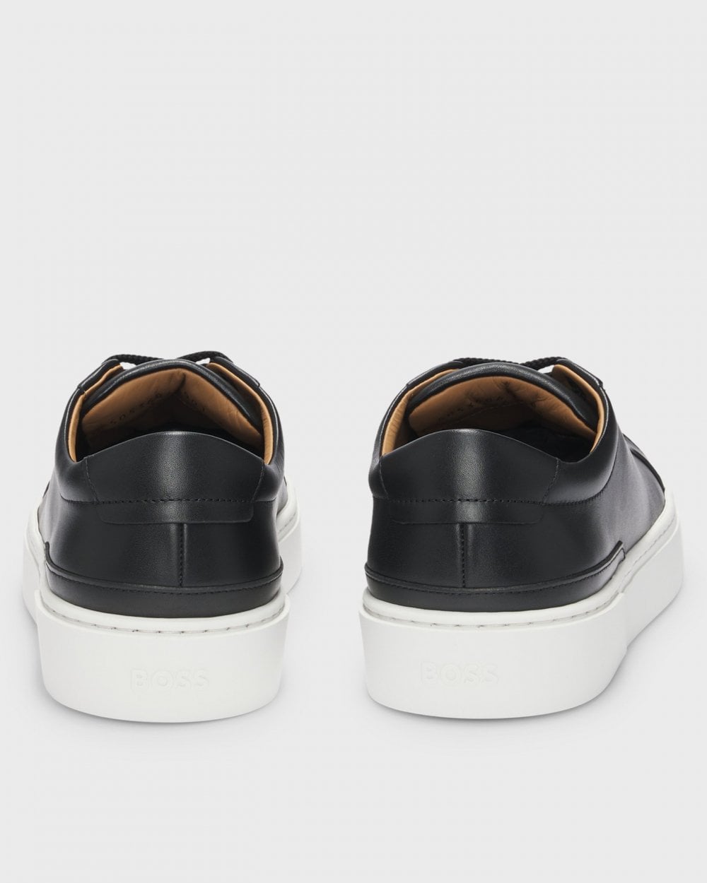 BOSS Orange Gary Tenn Mens Leather Low-Top Trainers with Branded Lace Loop NOS - Black 001