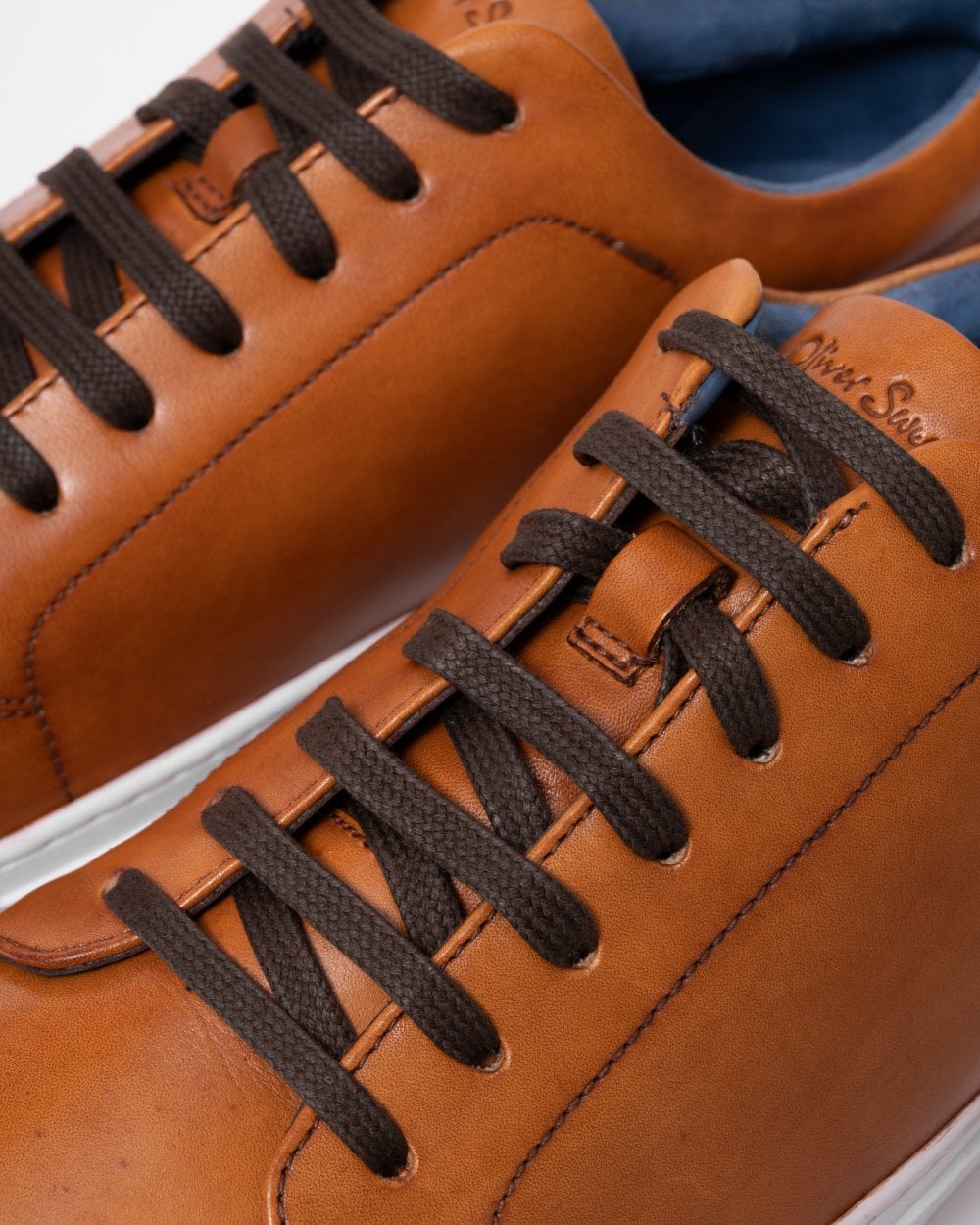 Oliver Sweeney Hayle Antiqued Calf Leather Mens Trainers - Cognac