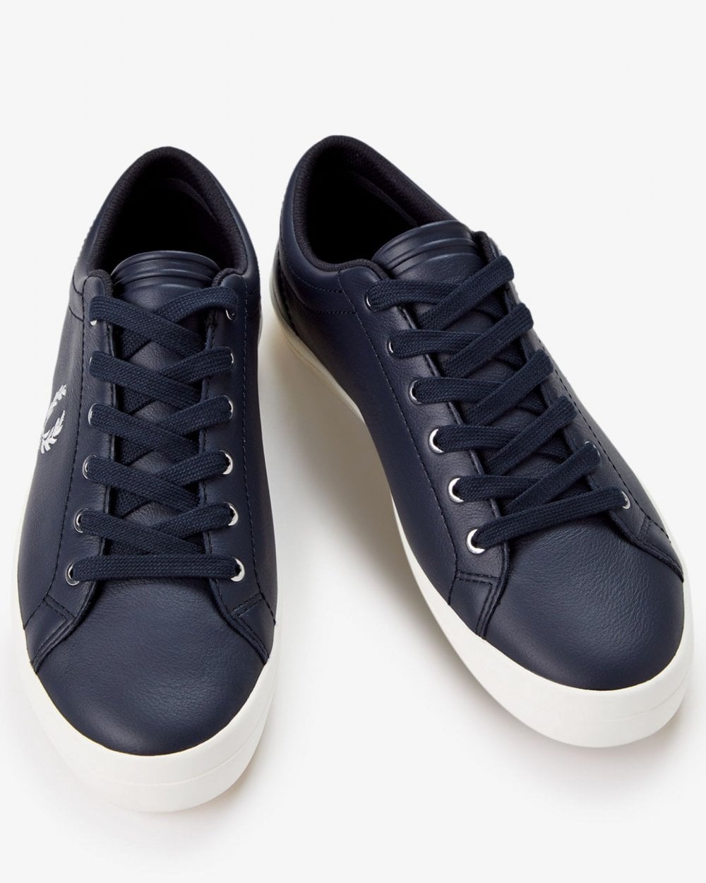 Fred Perry Baseline Mens Leather Trainers - Navy/Snow White 267