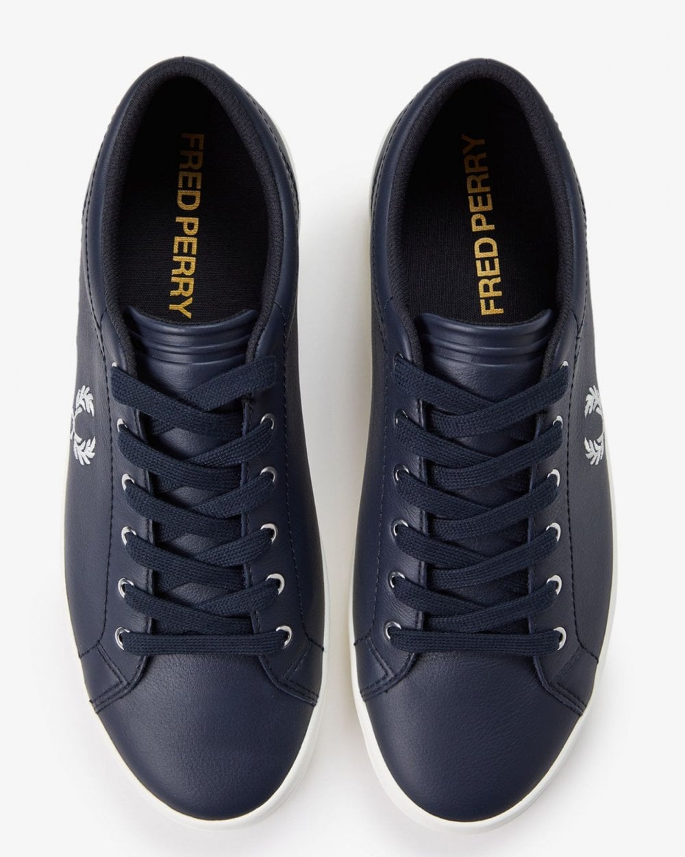Fred Perry Baseline Mens Leather Trainers - Navy/Snow White 267
