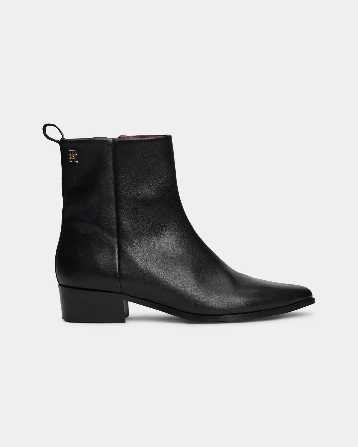 Tommy Hilfiger Low-Heel Cowboy Womens Flat Leather Boots