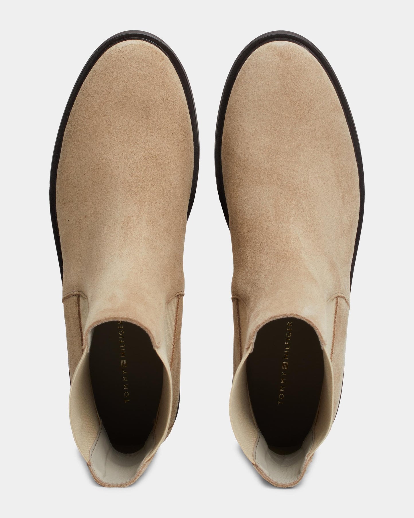 Tommy Hilfiger Flag Low-Heel Suede Womens Chelsea Boots - Beige