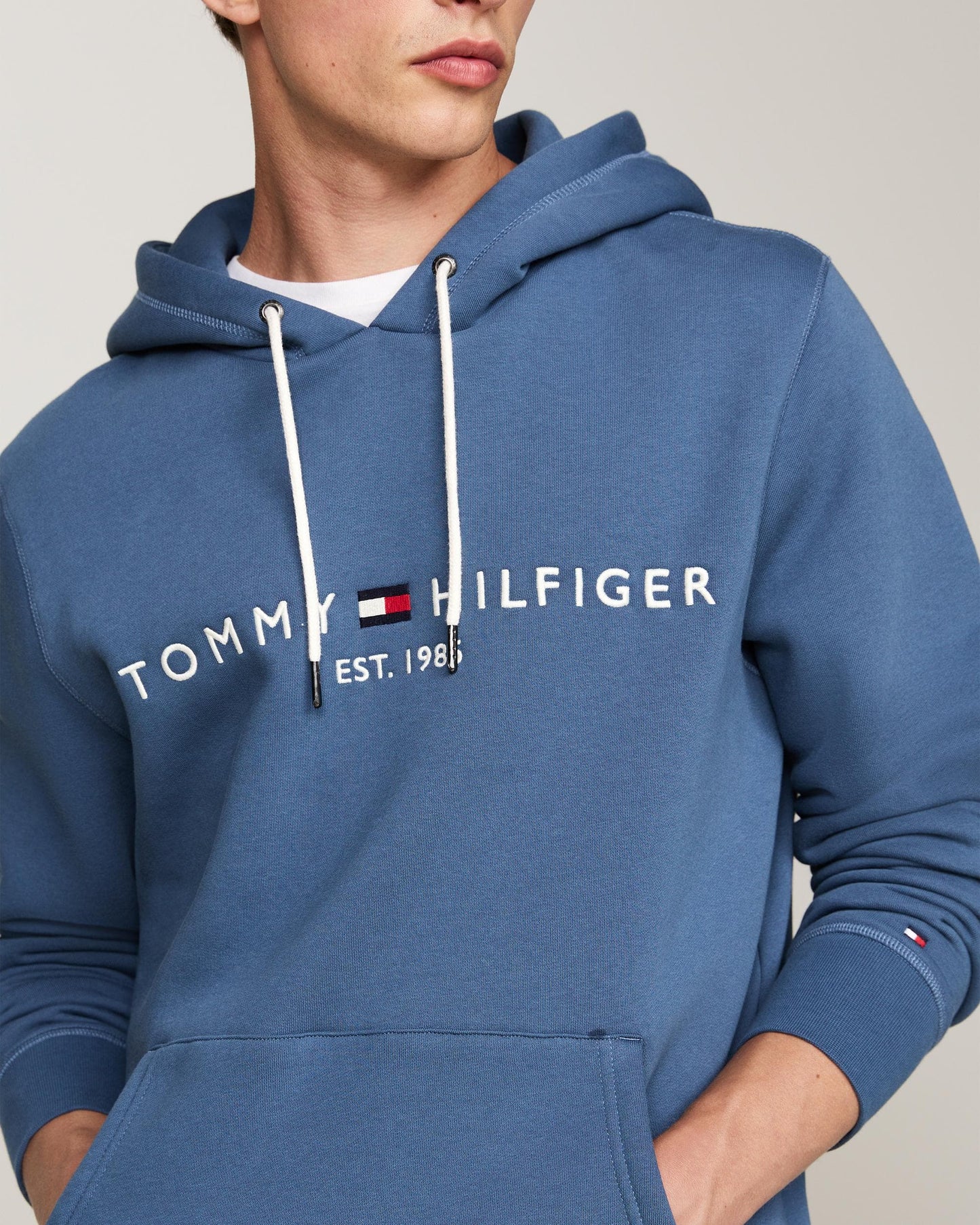 Tommy Hilfiger Tommy Logo Flex Fleece Hoodie - Aegean Sea