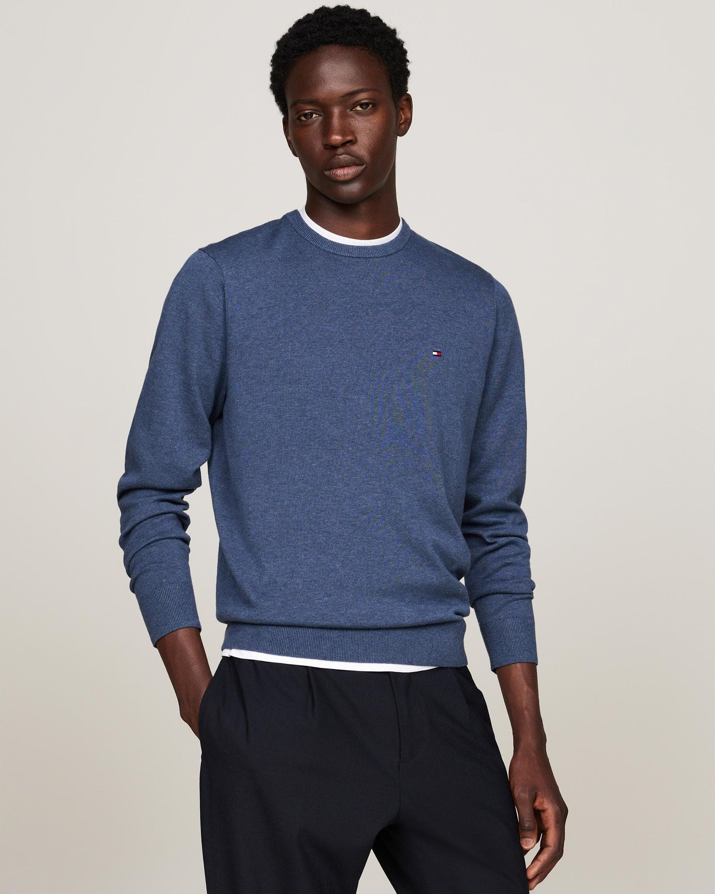 Tommy Hilfiger Core Essential Cotton Crew Mens Sweatshirt - Aegean Sea Heather