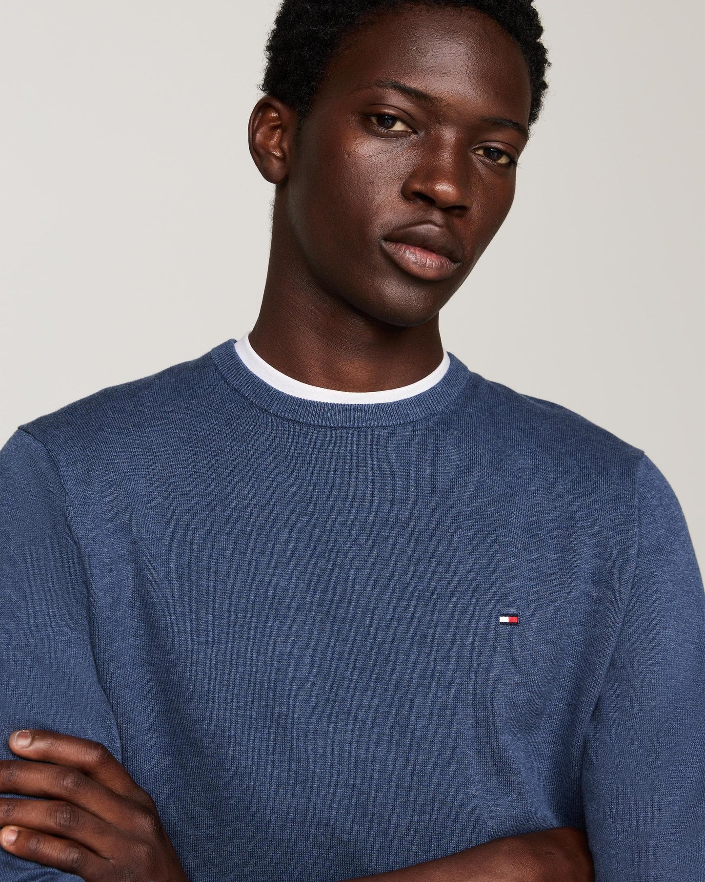 Tommy Hilfiger Core Essential Cotton Crew Mens Sweatshirt - Aegean Sea Heather