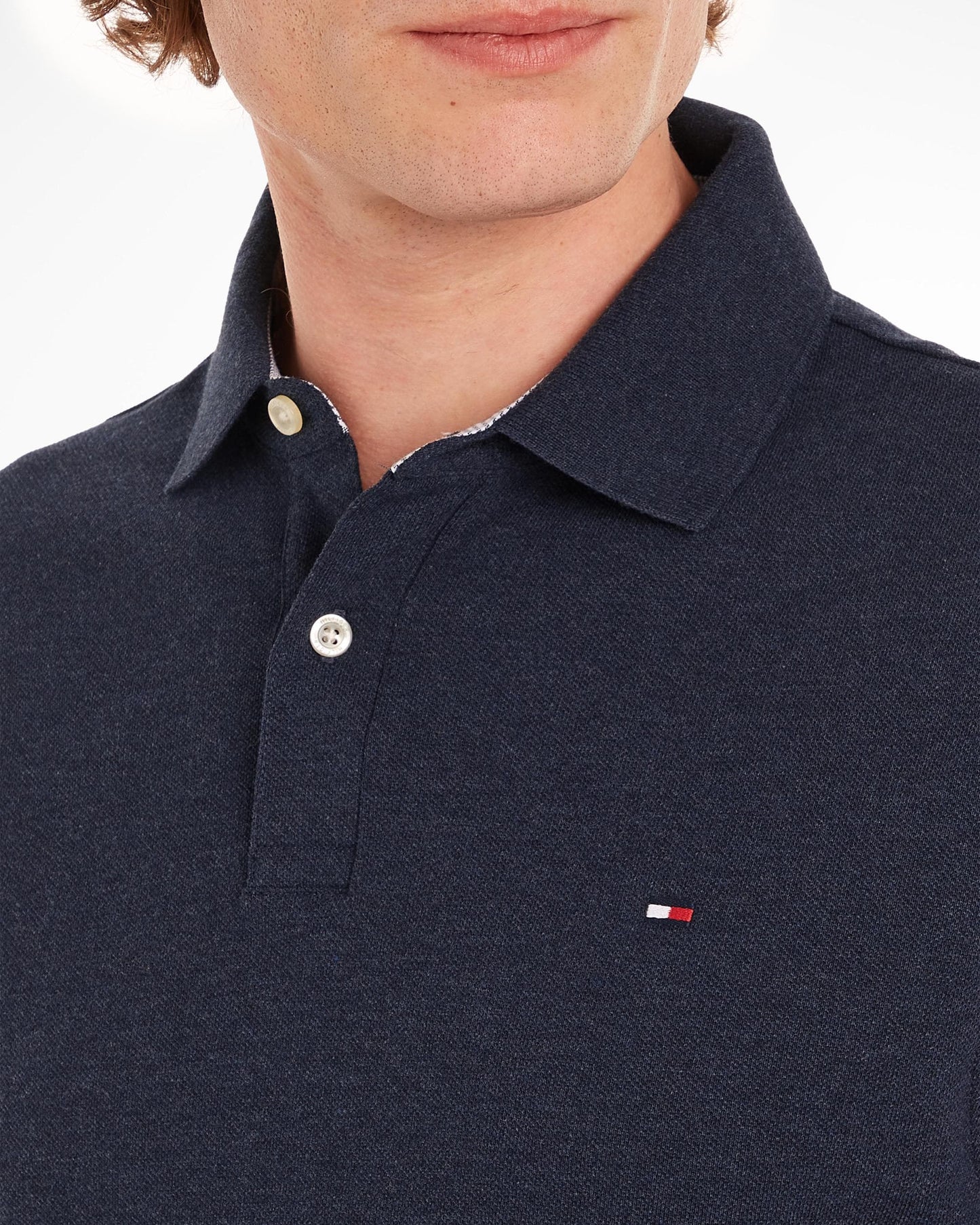 Tommy Hilfiger 1985 Regular Long Sleeve Mens Polo Shirt - Faded Indigo Heather
