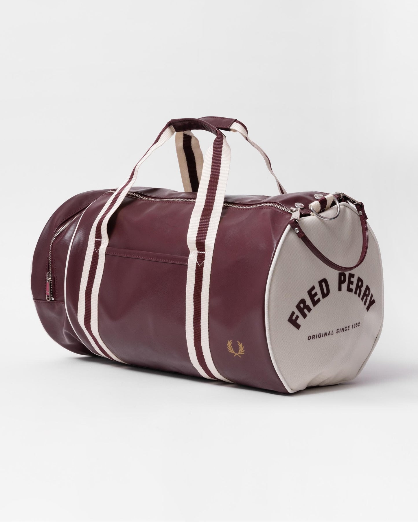 Fred Perry Recycled Polyester Classic Barrel Bag - Oxblood/Ecru R82