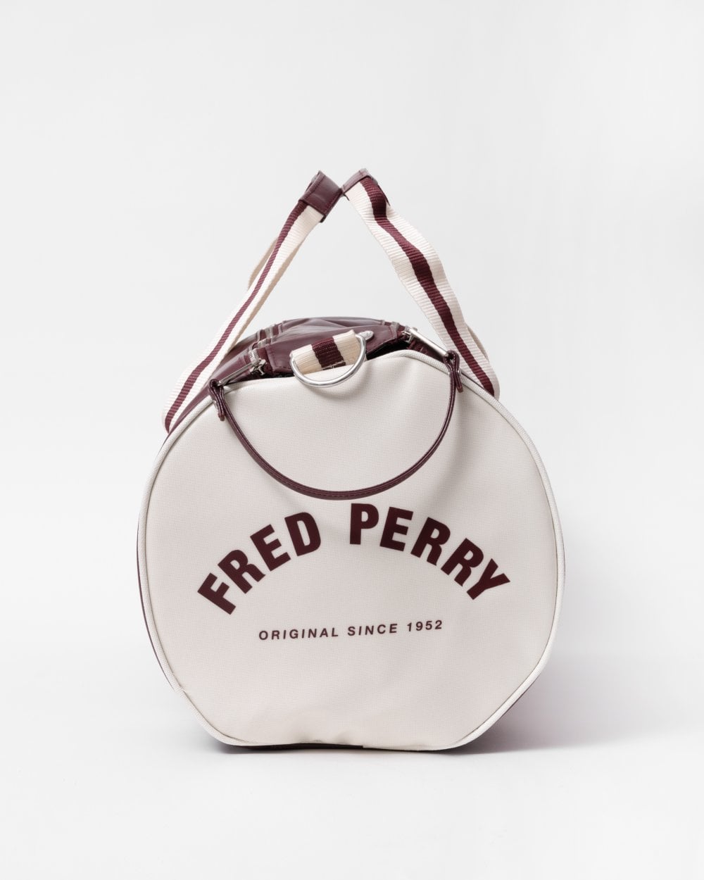 Fred Perry Recycled Polyester Classic Barrel Bag - Oxblood/Ecru R82