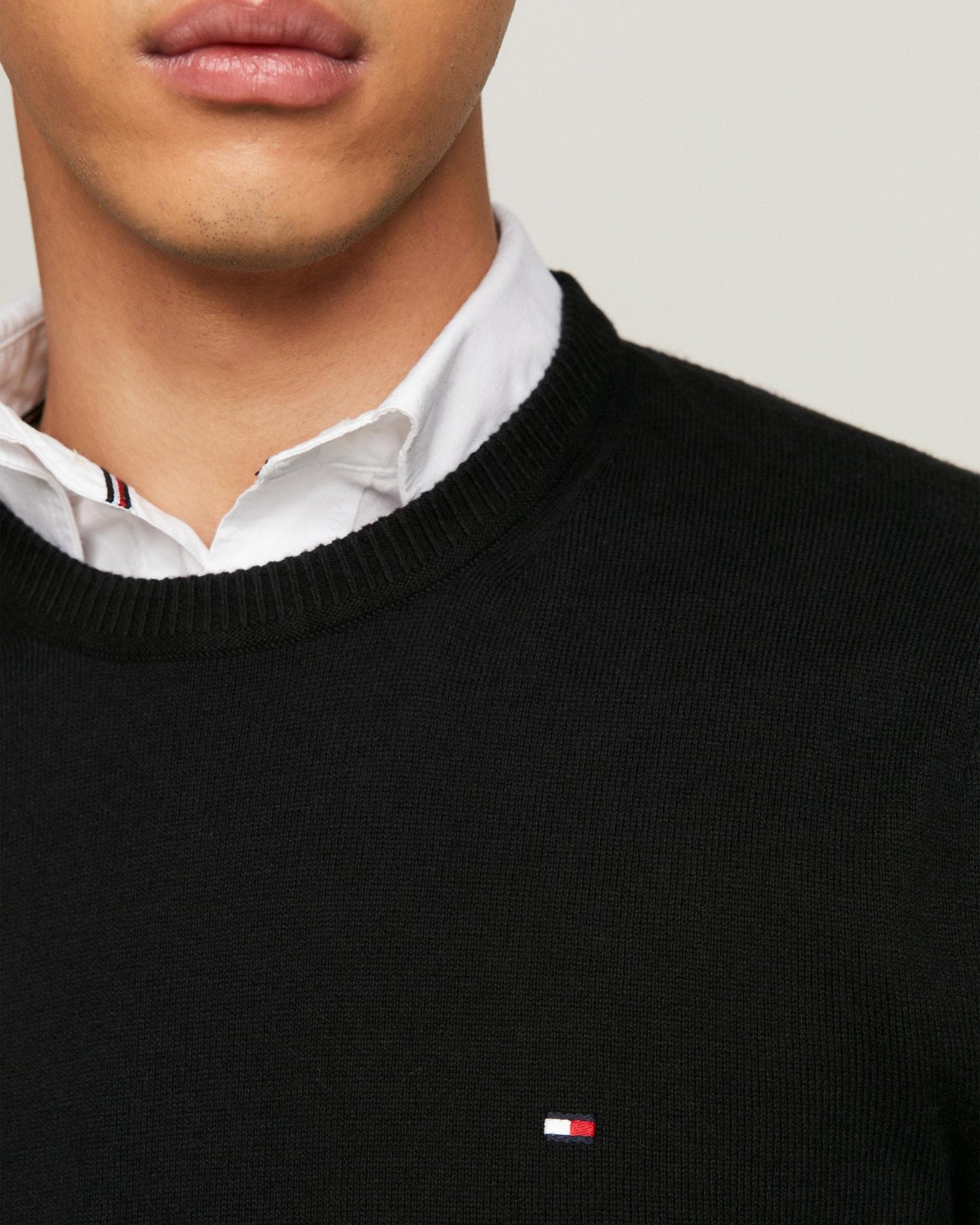 Tommy Hilfiger Organic Cotton Cashmere Mens Crew Sweater - Black