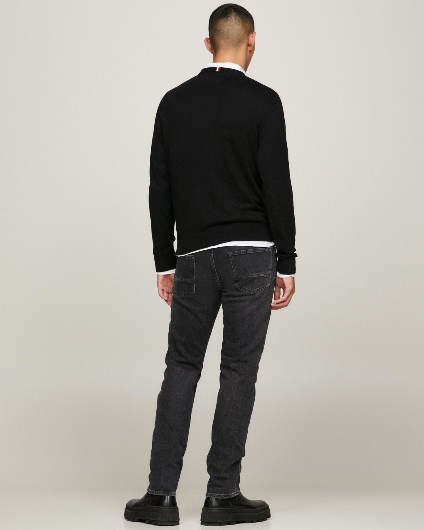 Tommy Hilfiger Organic Cotton Cashmere Mens Crew Sweater - Black