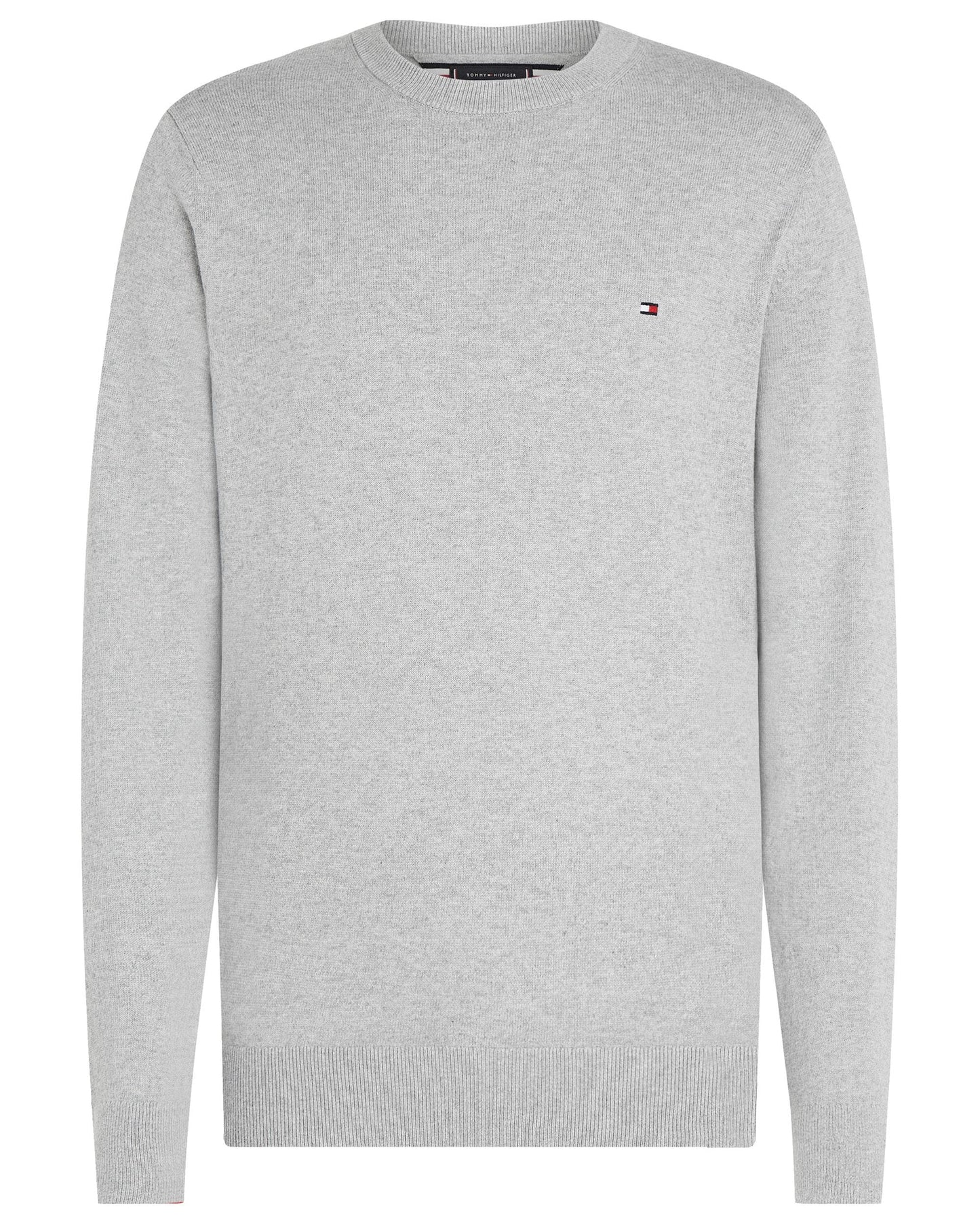 Tommy Hilfiger Organic Cotton Cashmere Mens Crew Sweater - Light Grey Heather