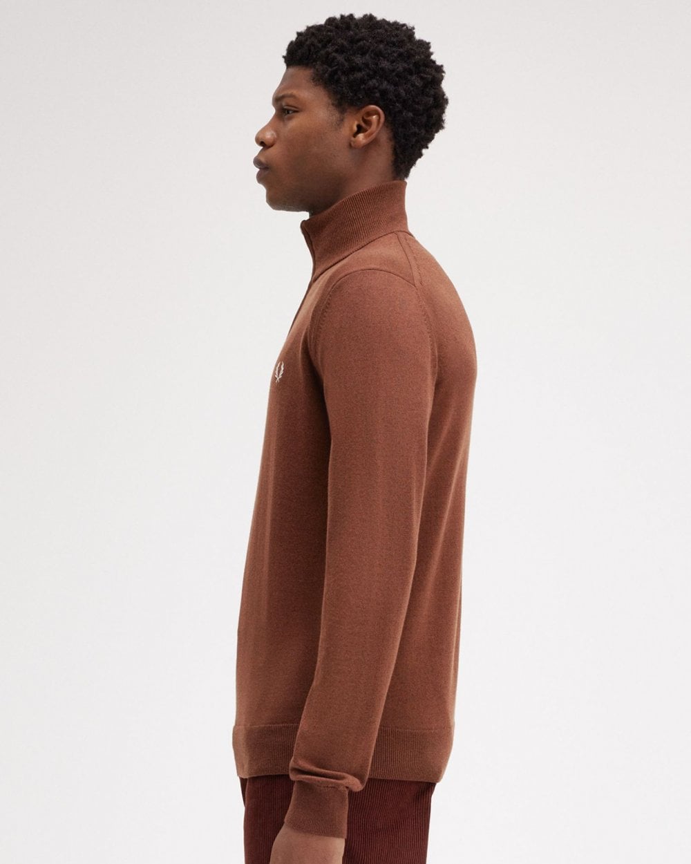 Fred Perry Mens Classic Half Zip Jumper - Whisky Brown S54