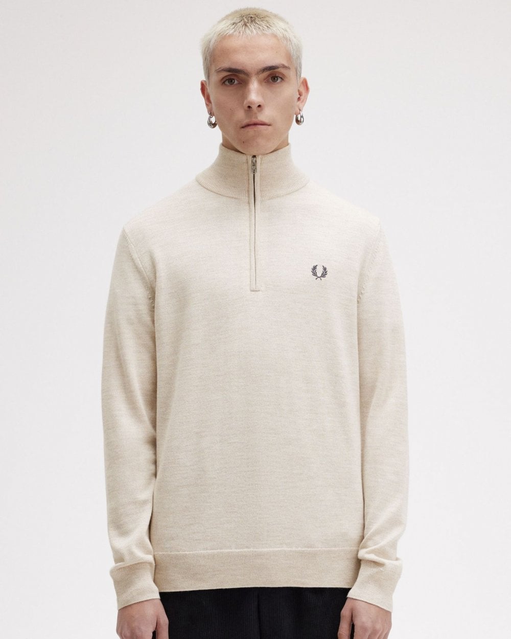 Fred Perry Mens Classic Half Zip Jumper - Porridge Marl X23
