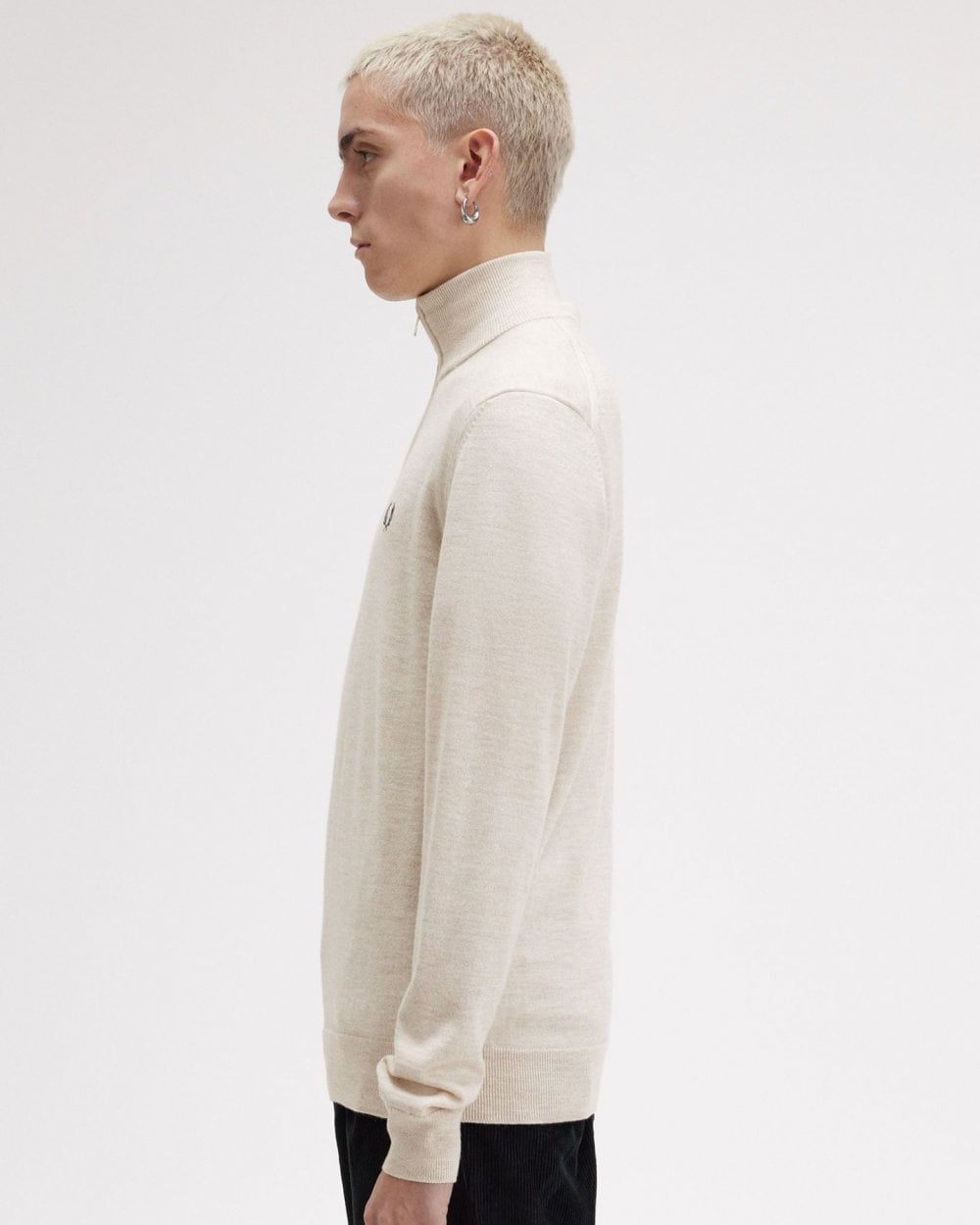 Fred Perry Mens Classic Half Zip Jumper - Porridge Marl X23