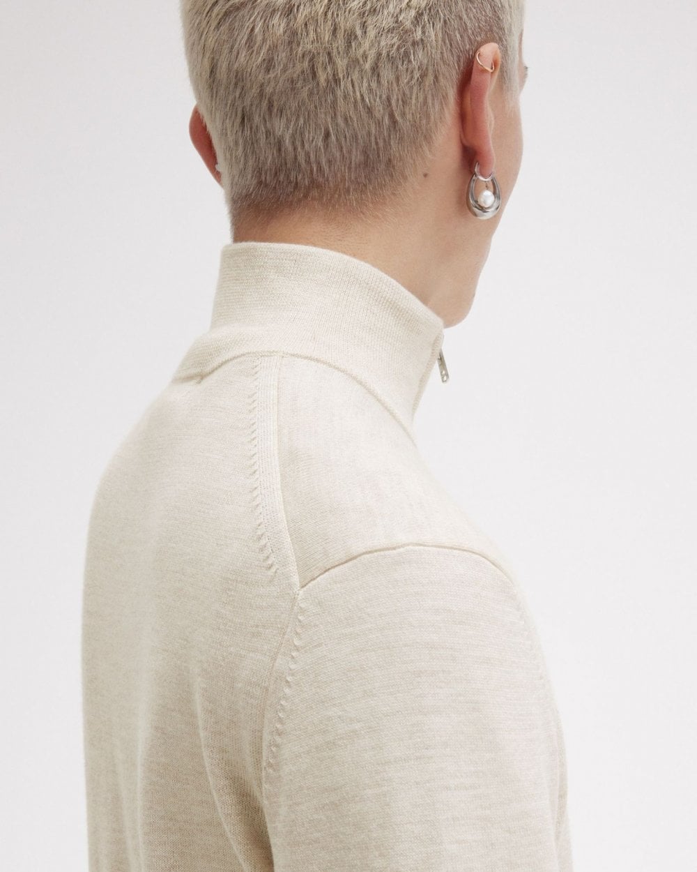 Fred Perry Mens Classic Half Zip Jumper - Porridge Marl X23