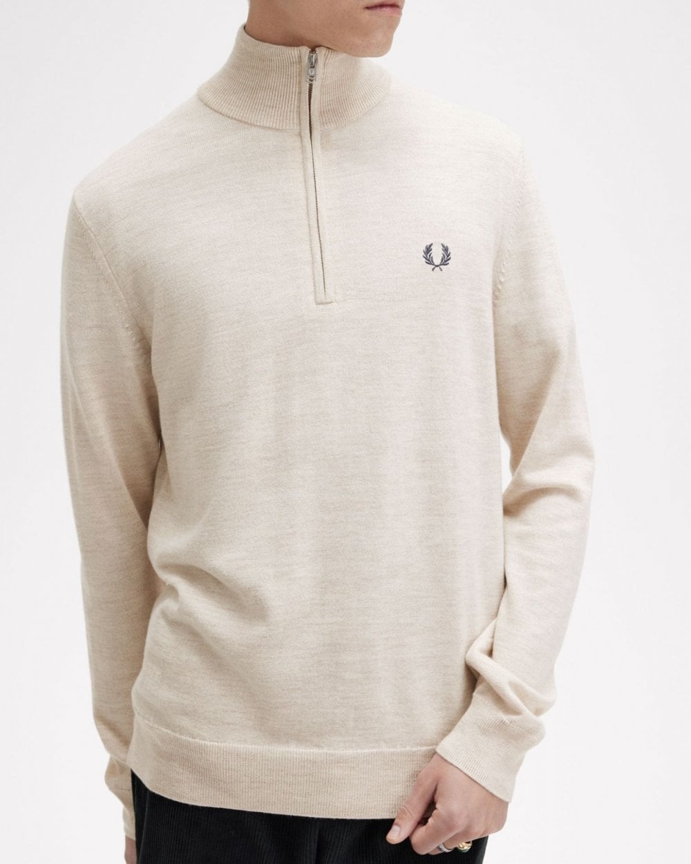 Fred Perry Mens Classic Half Zip Jumper - Porridge Marl X23