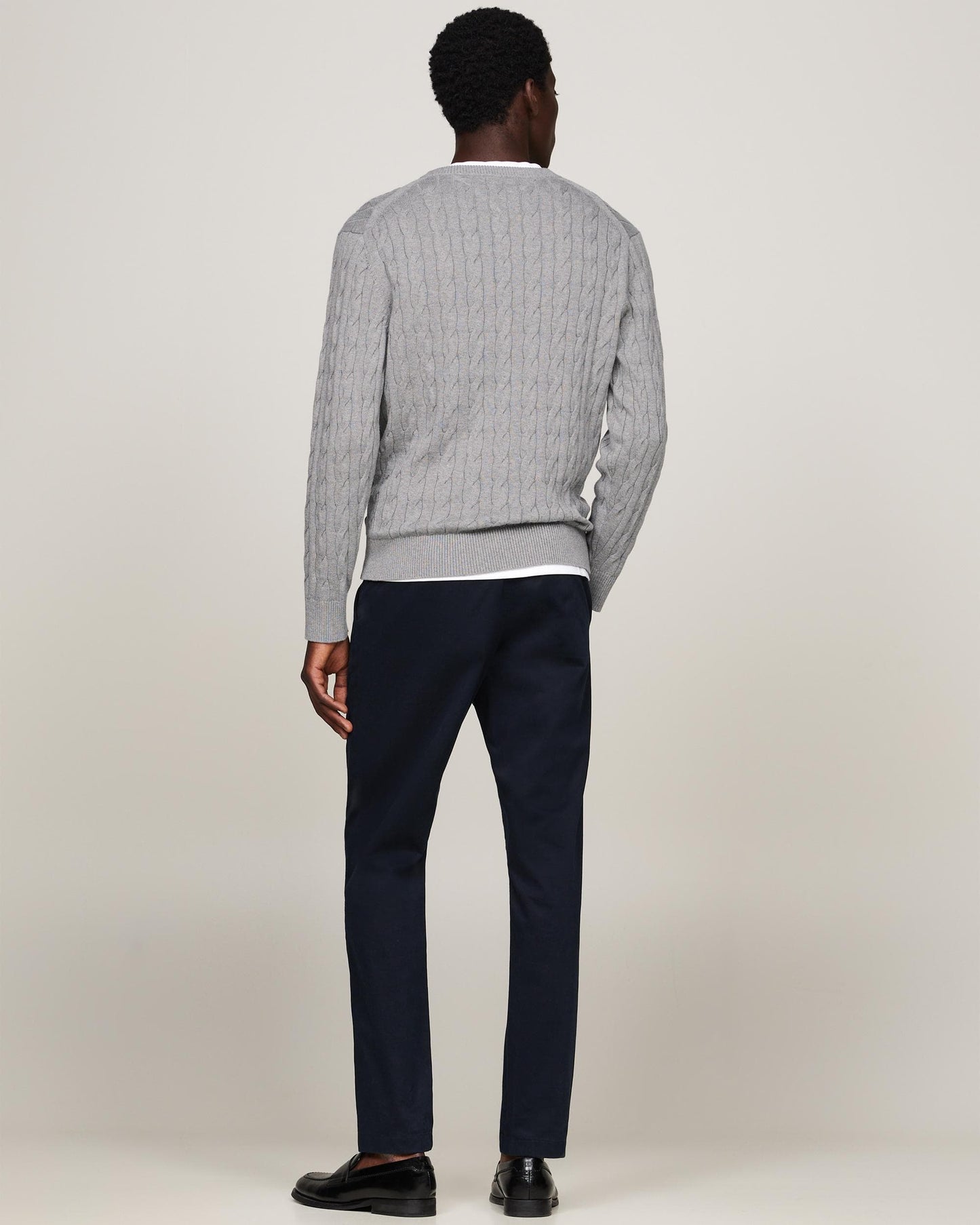 Tommy Hilfiger Classic Cable Mens Crew Jumper - Medium Grey Heather