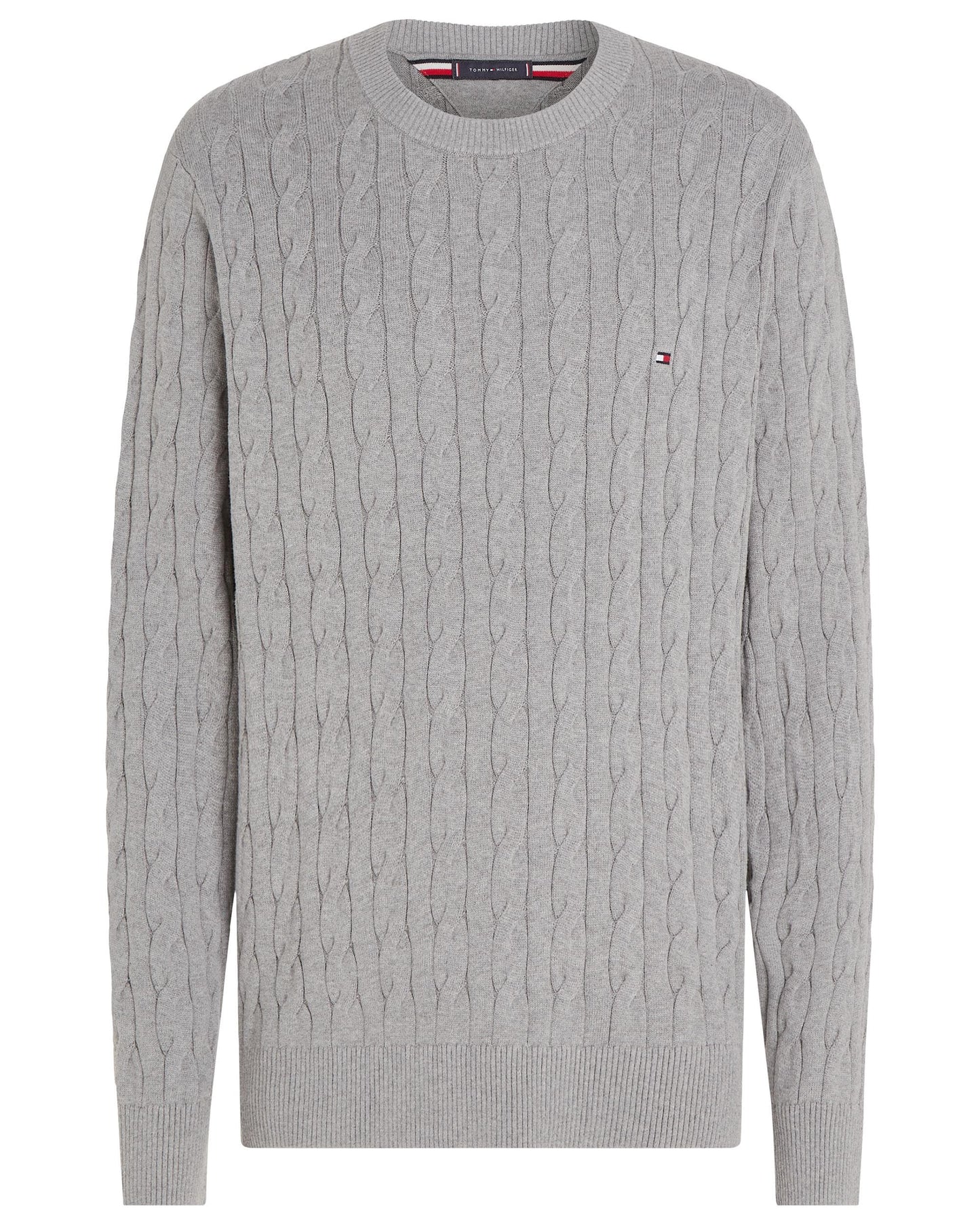Tommy Hilfiger Classic Cable Mens Crew Jumper - Medium Grey Heather