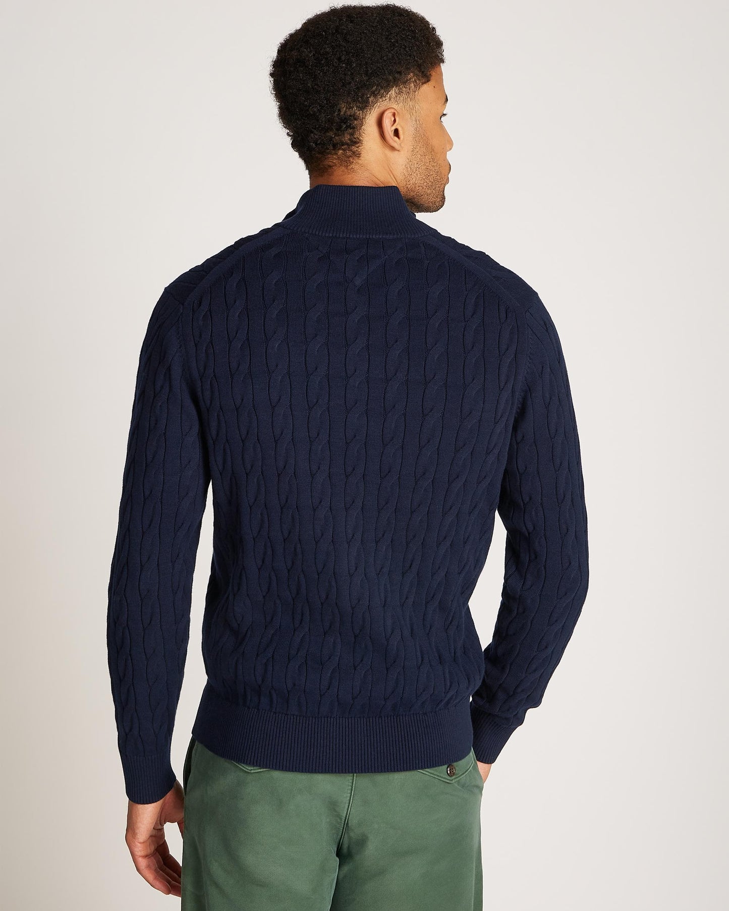 Tommy Hilfiger Classic Cotton Cable Mens Half Zip Mock Sweatshirt - Desert Sky