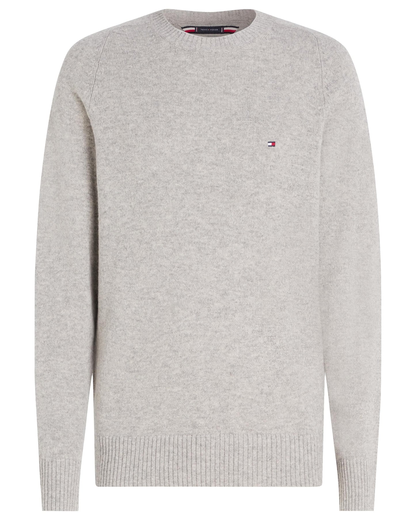 Tommy Hilfiger Lambswool Mens Crew Neck Jumper - Light Grey Heather
