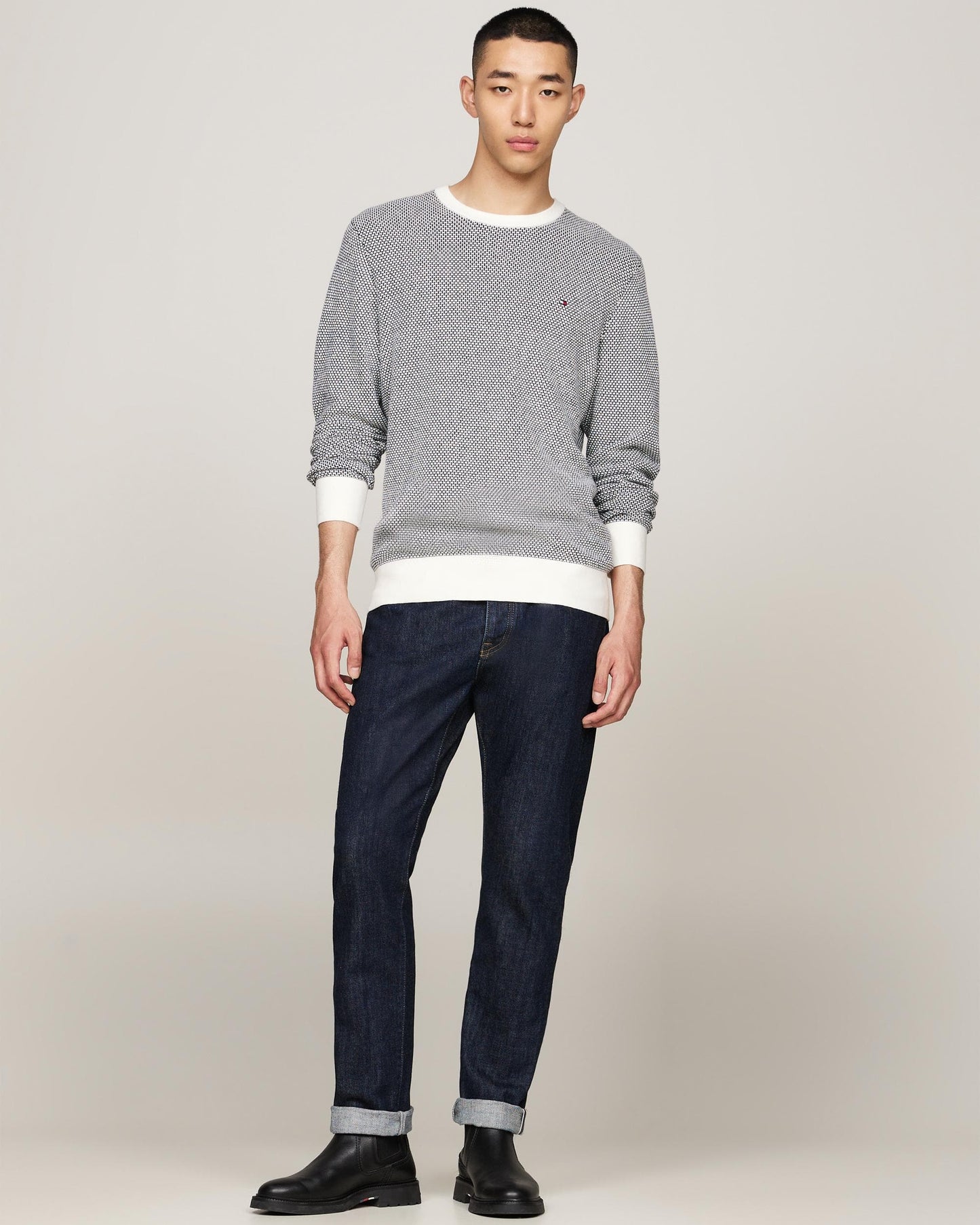 Tommy Hilfiger Tommy Hilfiger Pima 2 Tone Mens Jumper