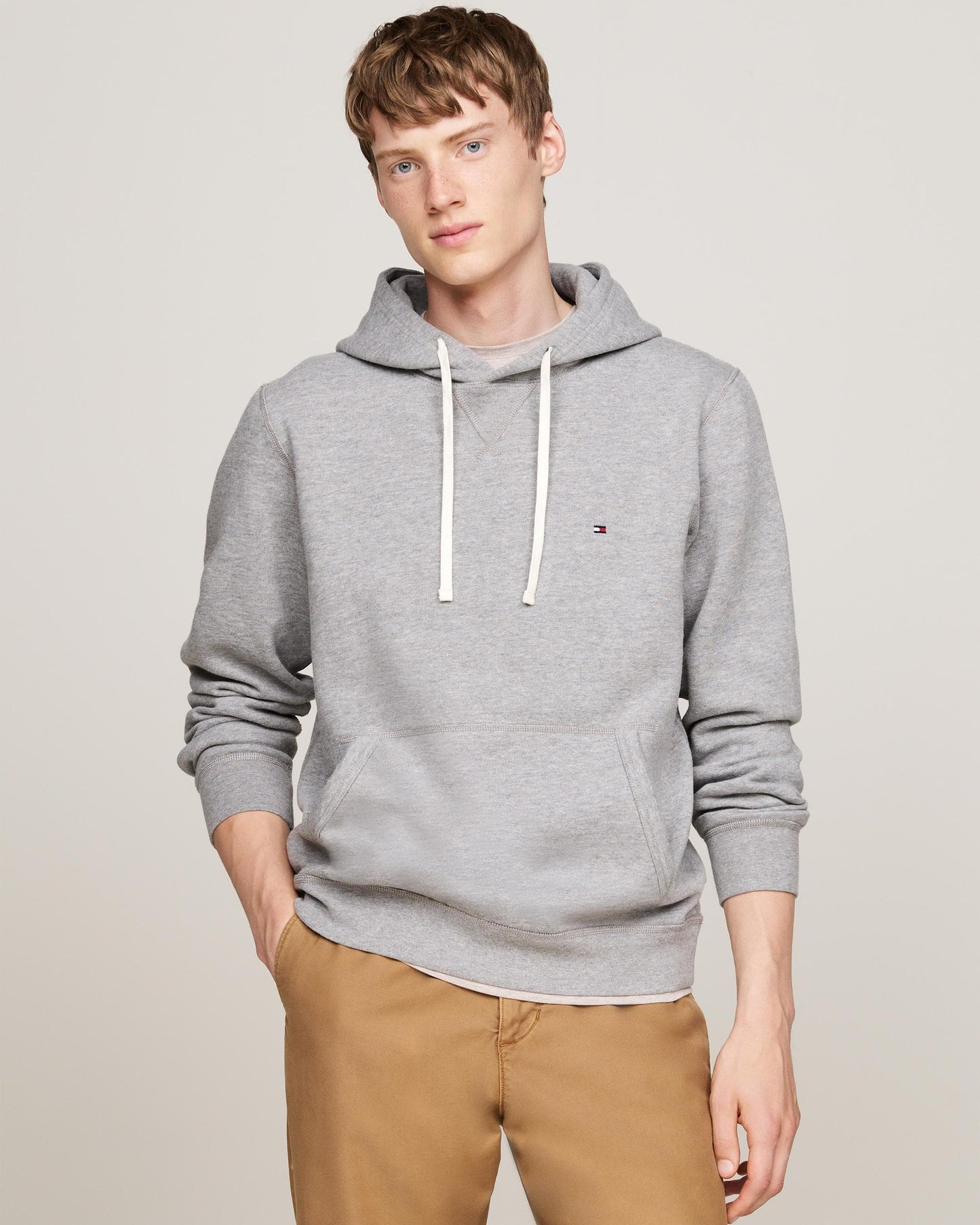 Tommy Hilfiger Essential Fleece Mens Hoodie - Medium Grey Heather