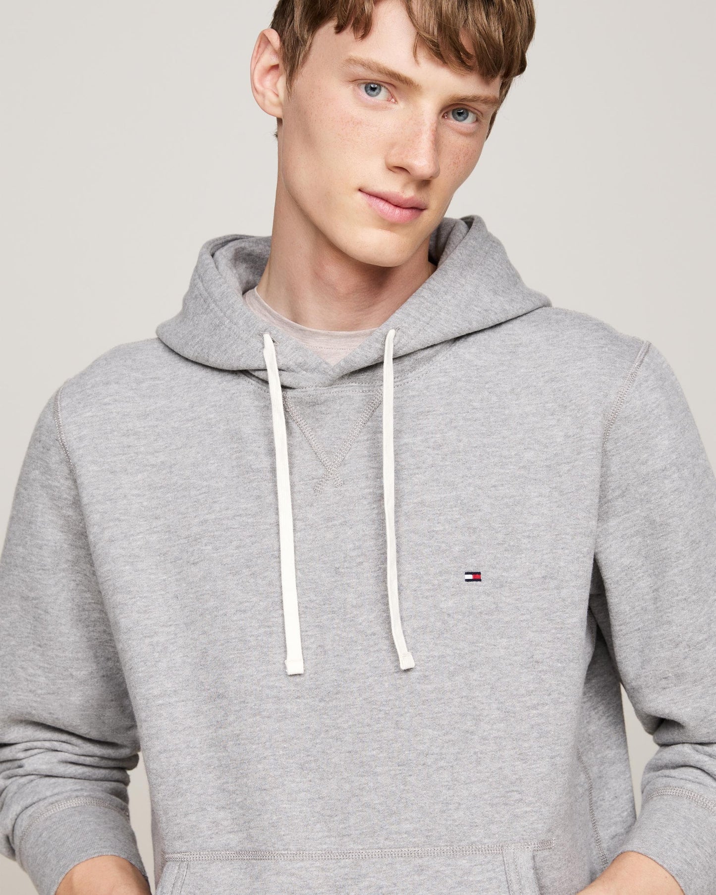Tommy Hilfiger Essential Fleece Mens Hoodie - Medium Grey Heather