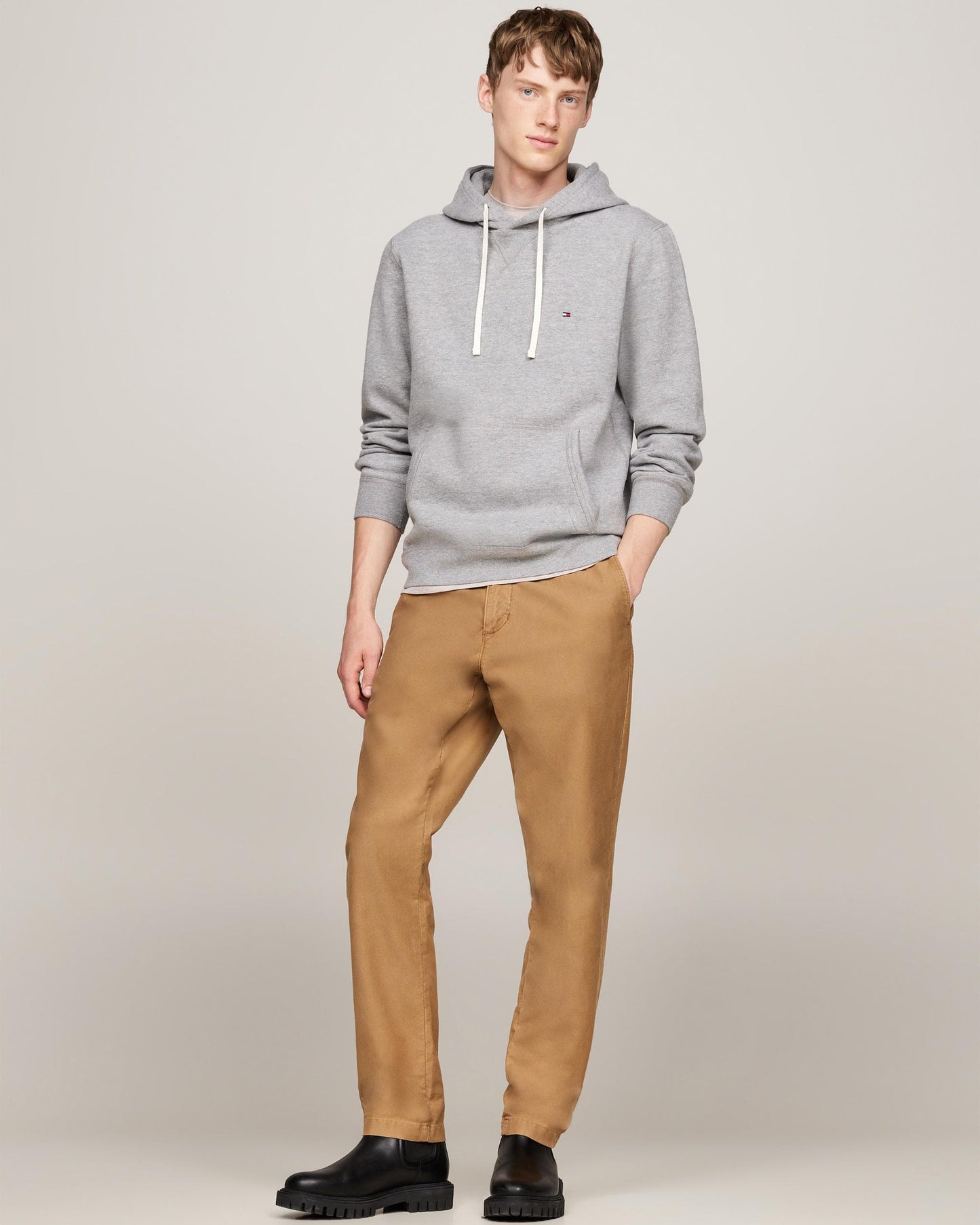 Tommy Hilfiger Essential Fleece Mens Hoodie - Medium Grey Heather