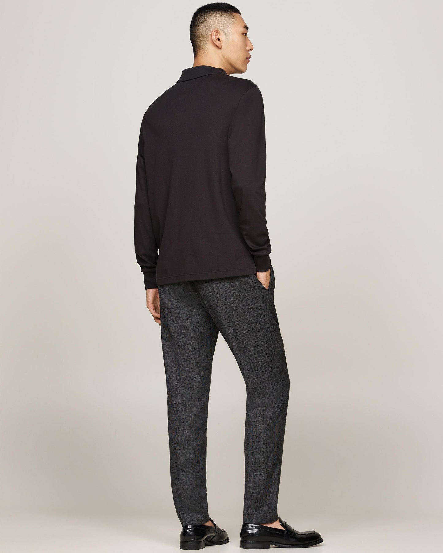 Tommy Hilfiger Liquid Cotton Mens Long Sleeve Polo - Black