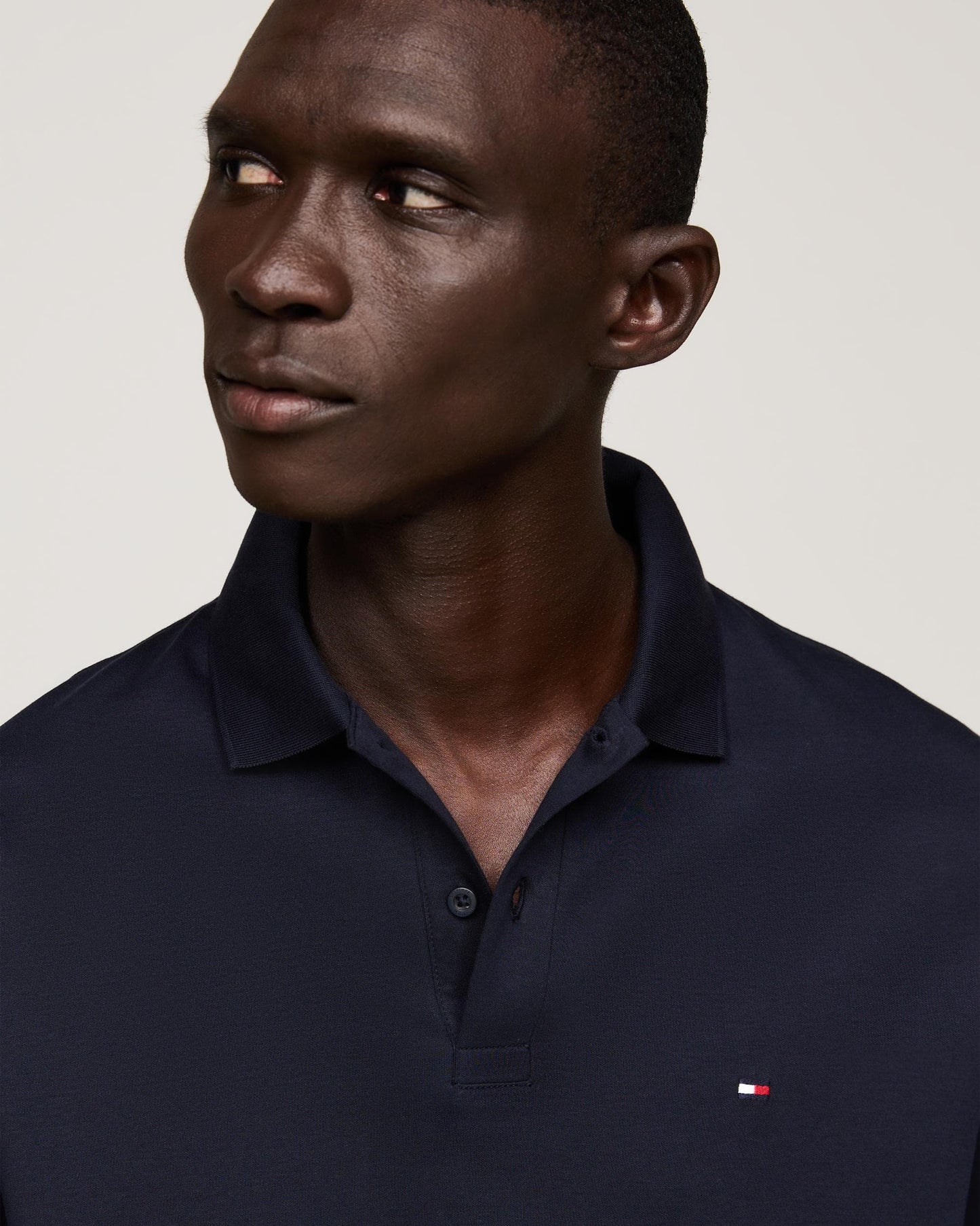 Tommy Hilfiger Liquid Cotton Mens Long Sleeve Polo - Desert Sky