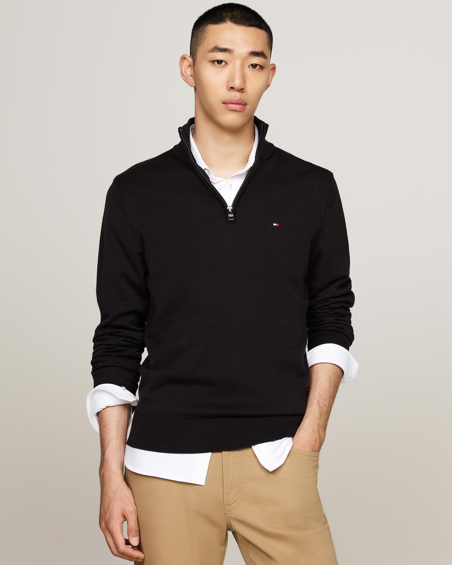 Tommy Hilfiger Essential Cotton 1/4 Zip Mock Mens Sweatshirt