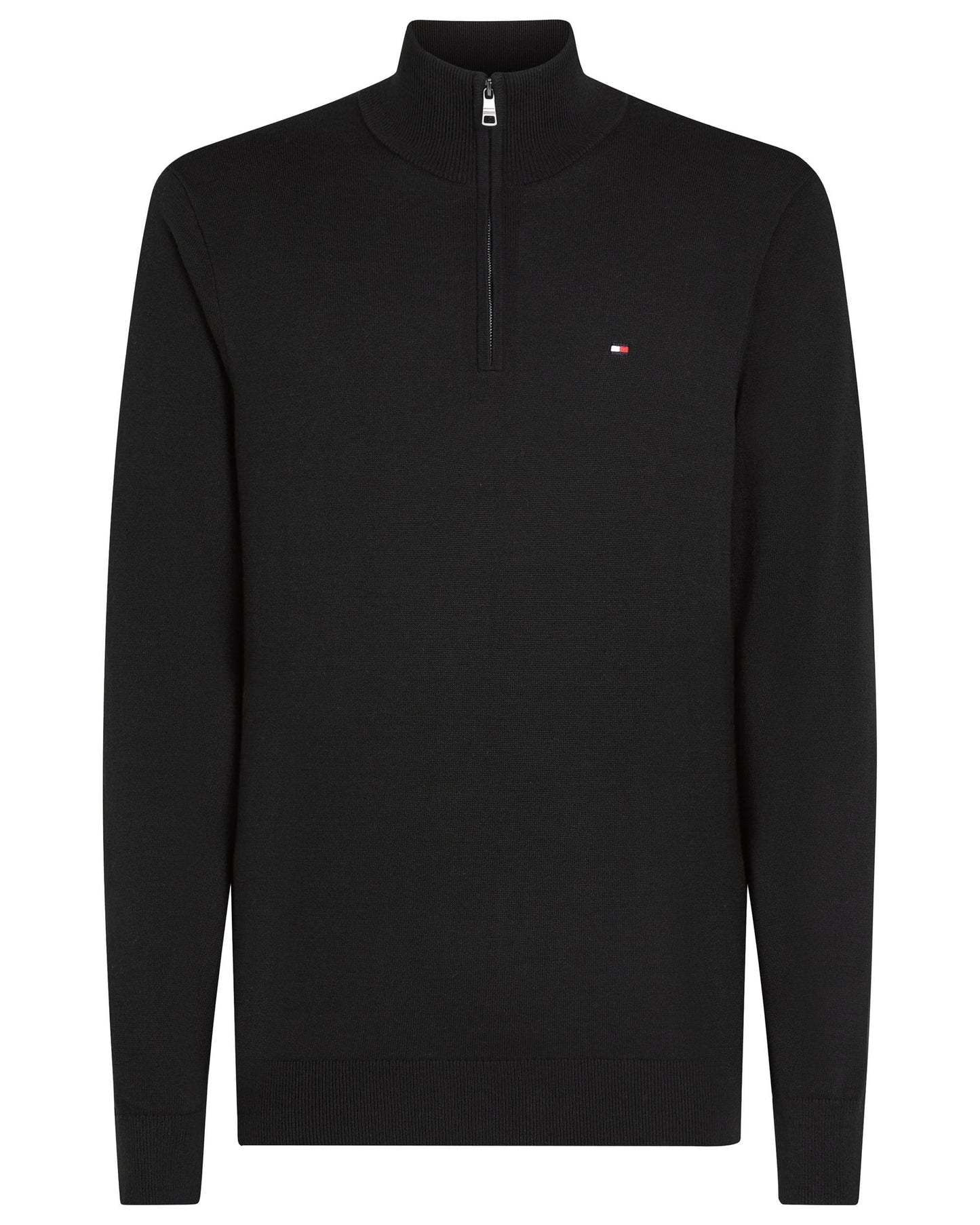 Tommy Hilfiger Essential Cotton 1/4 Zip Mock Mens Sweatshirt - Black