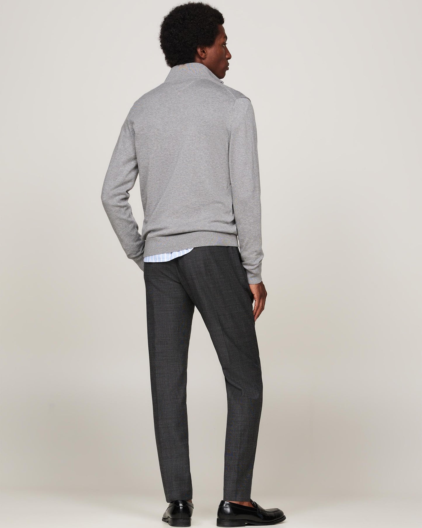 Tommy Hilfiger Essential Cotton 1/4 Zip Mock Mens Sweatshirt - Medium Grey Heather